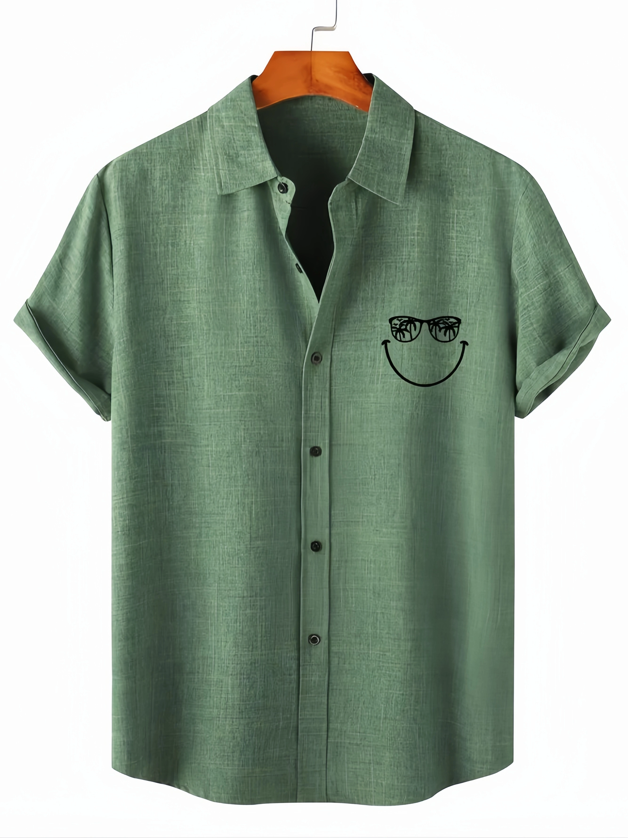 Smiling Face Short Sleeve Casual Shirt