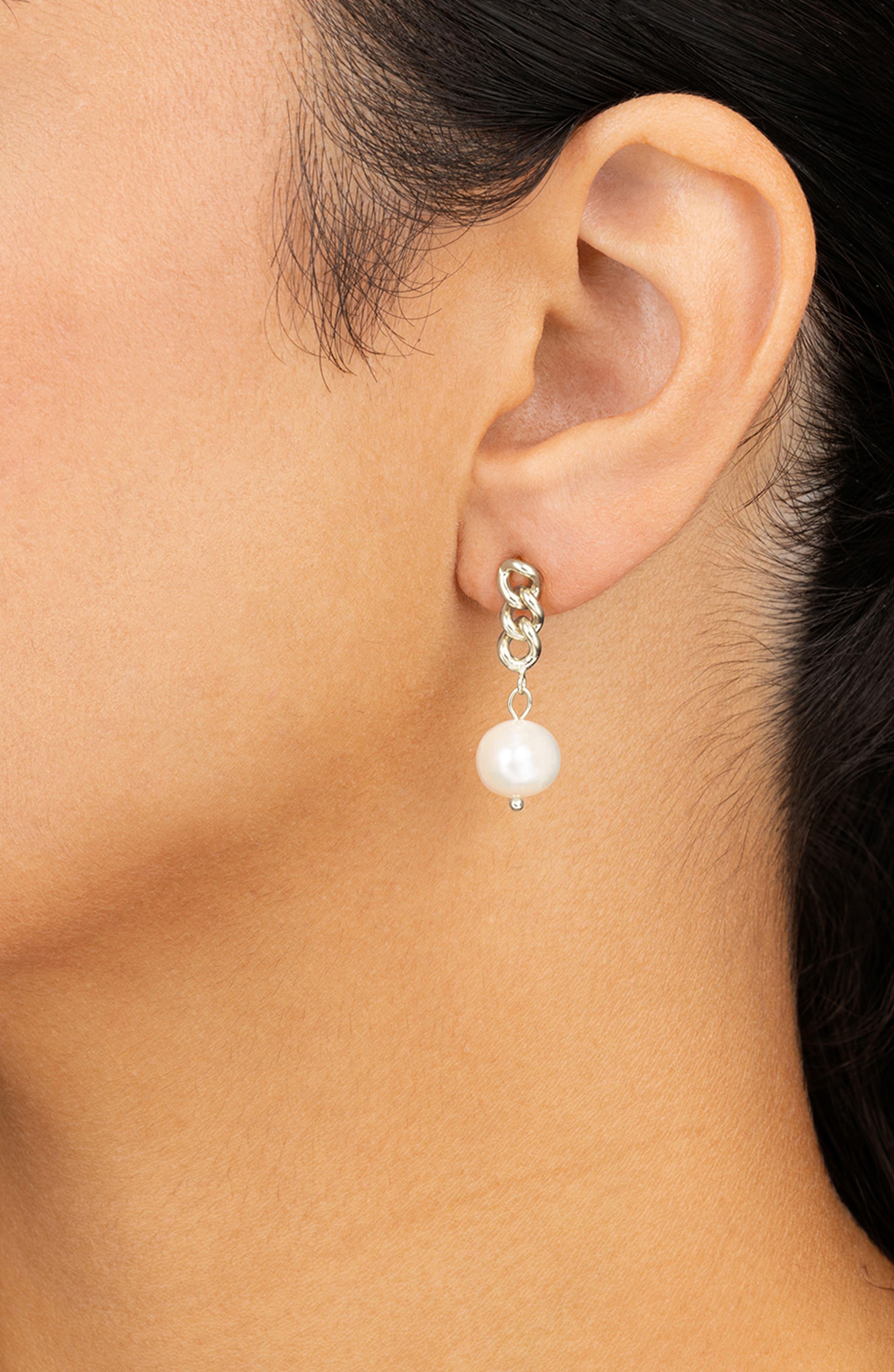 Sterling Forever Priscilla Faux Pearl Crisscross Drop Earrings