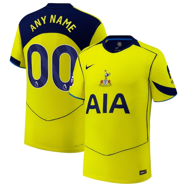 Tottenham Hotspur Nike 2025/26 Third Authentic Custom Jersey - Yellow/White