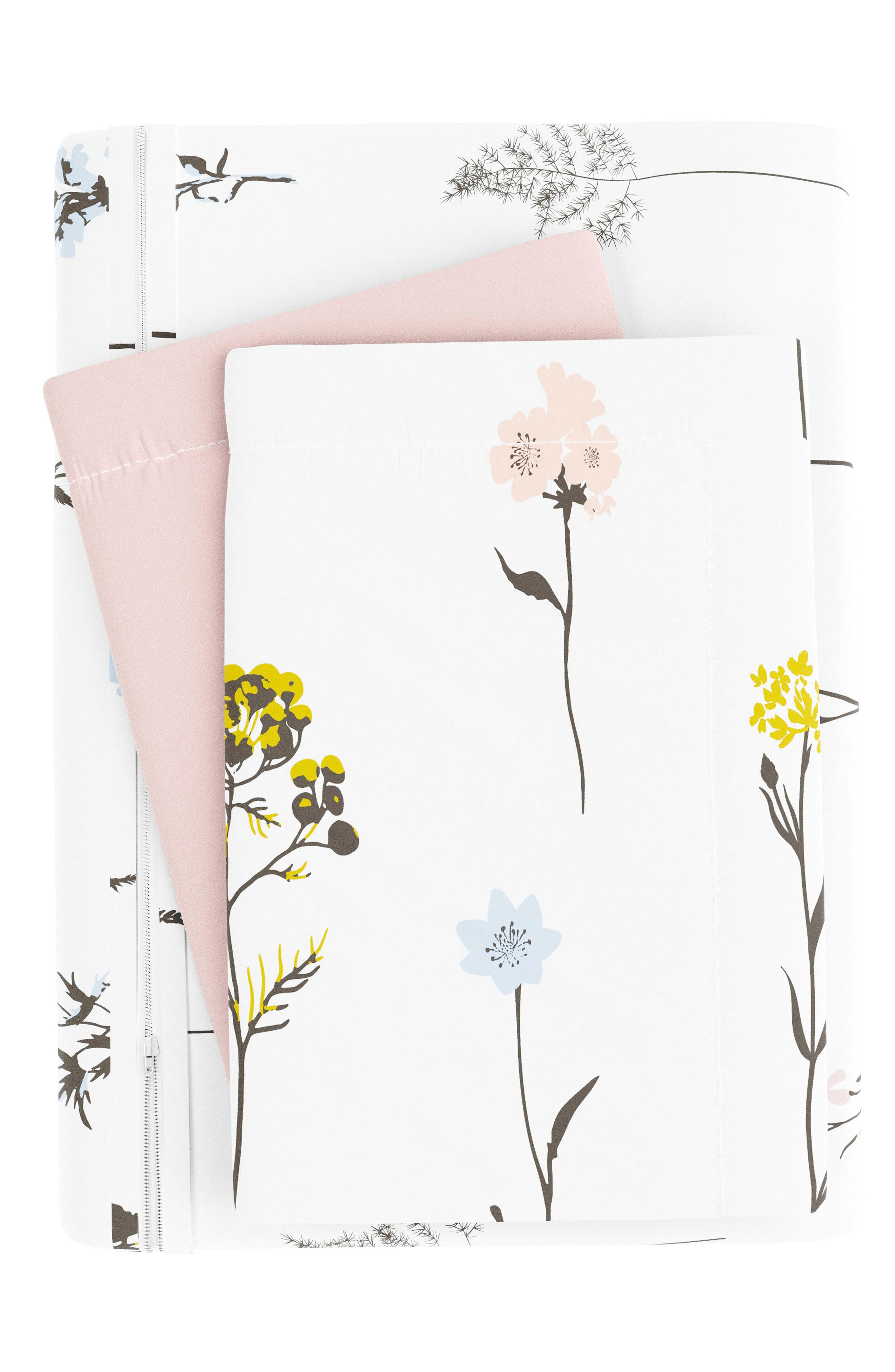 HOMESPUN IENJOY HOME Premium Ultra Soft Wild Flower Pattern 3-Piece Reversible Duvet Cover Set