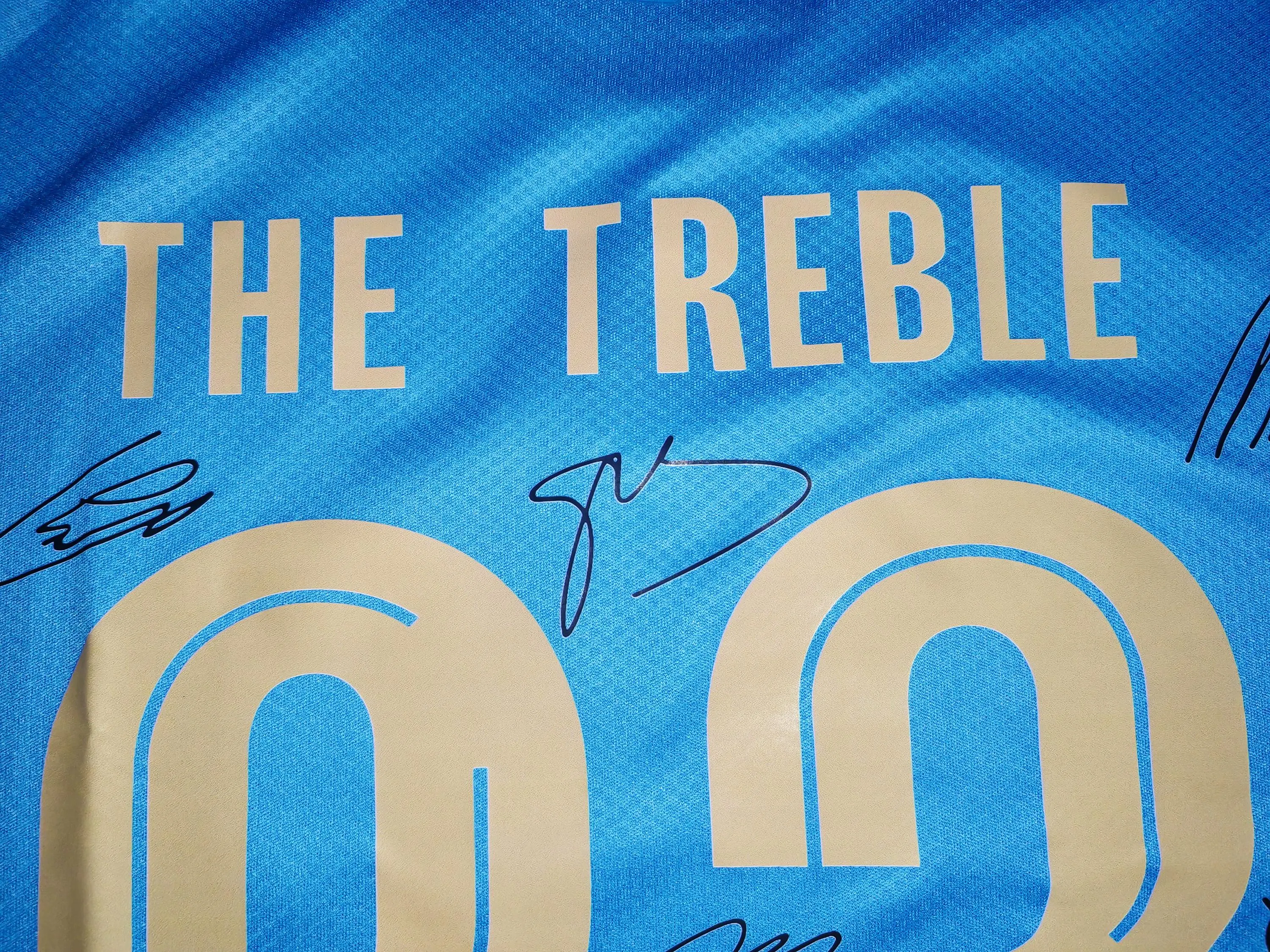 Man City TREBLE 2022/23 SIGNED Jersey: Full Team Squad Autographs - COA - 2022