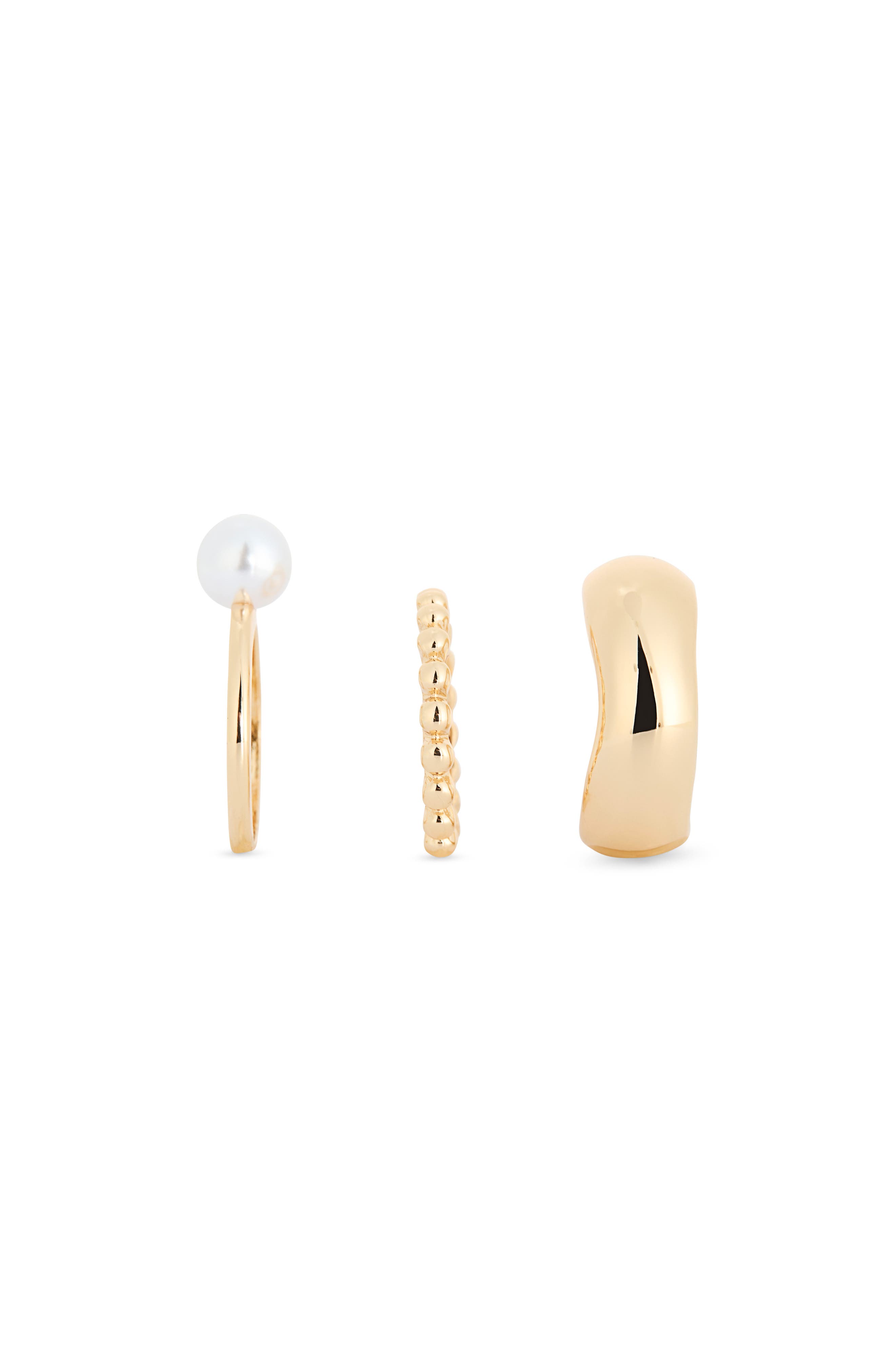 NORDSTROM RACK 3-Pack Faux Pearl Assorted Rings