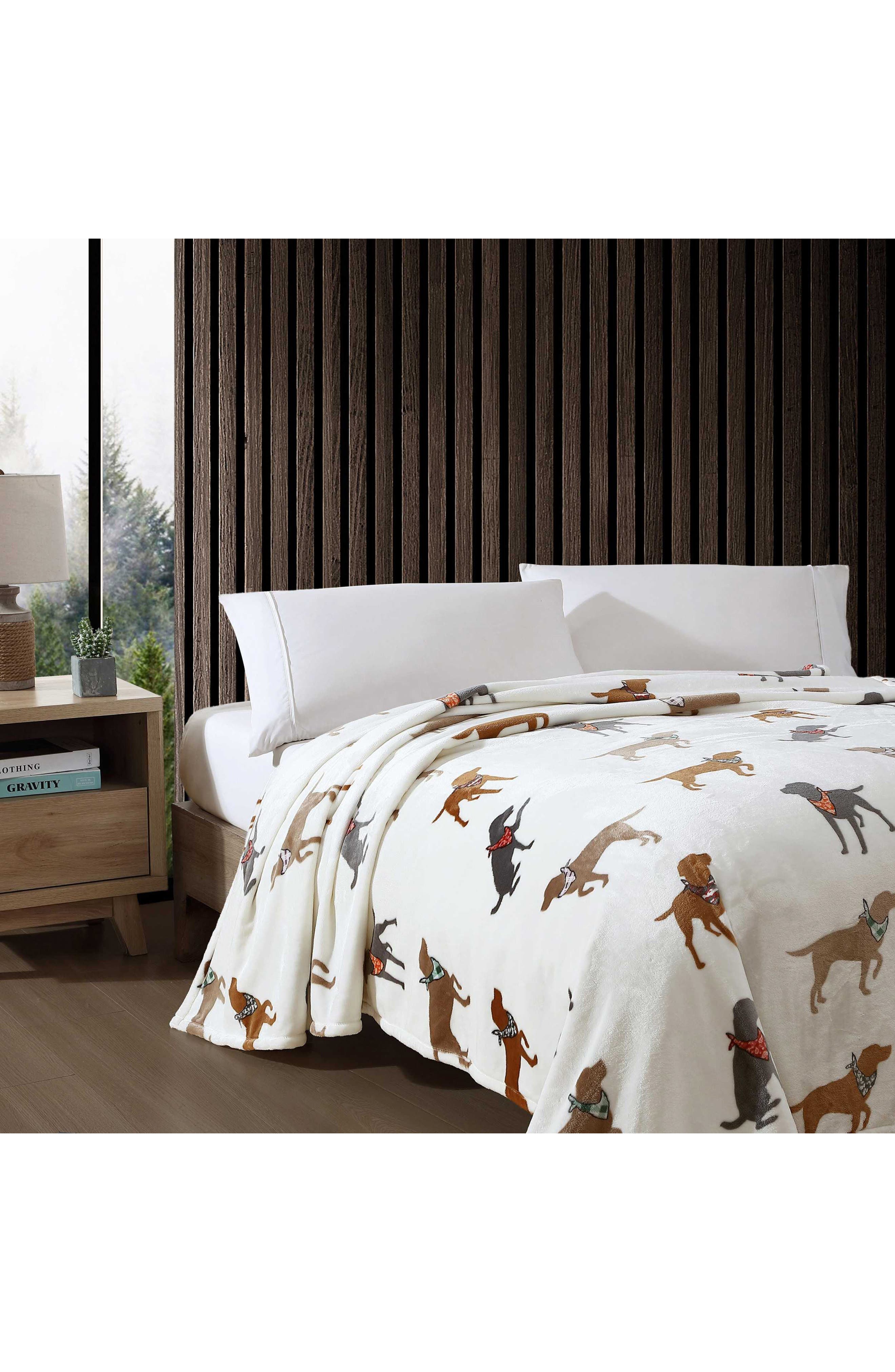 Eddie Bauer Dogs with Scarves Fleece Blanket