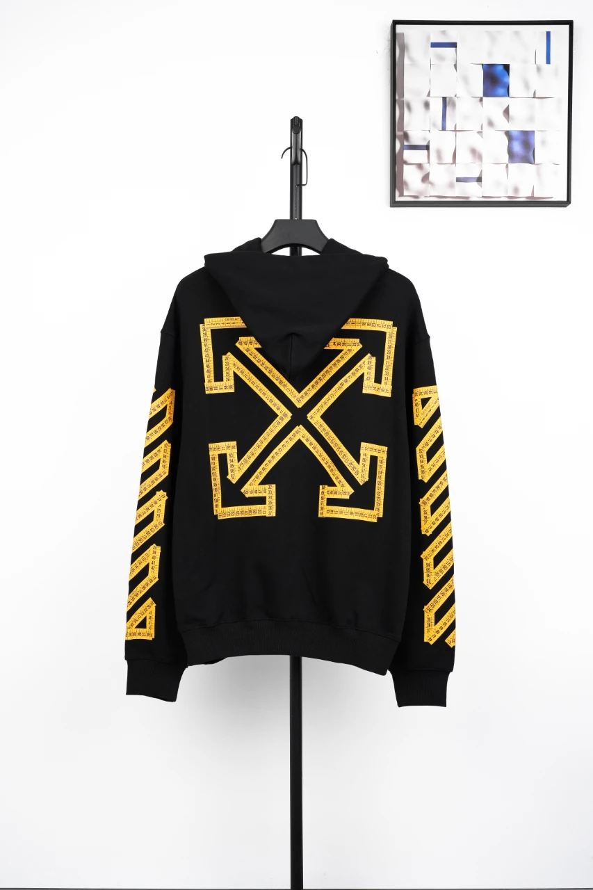 Off-White Black Yellow Measuring Tape Arrow Hoodie product photo from LabelPicks