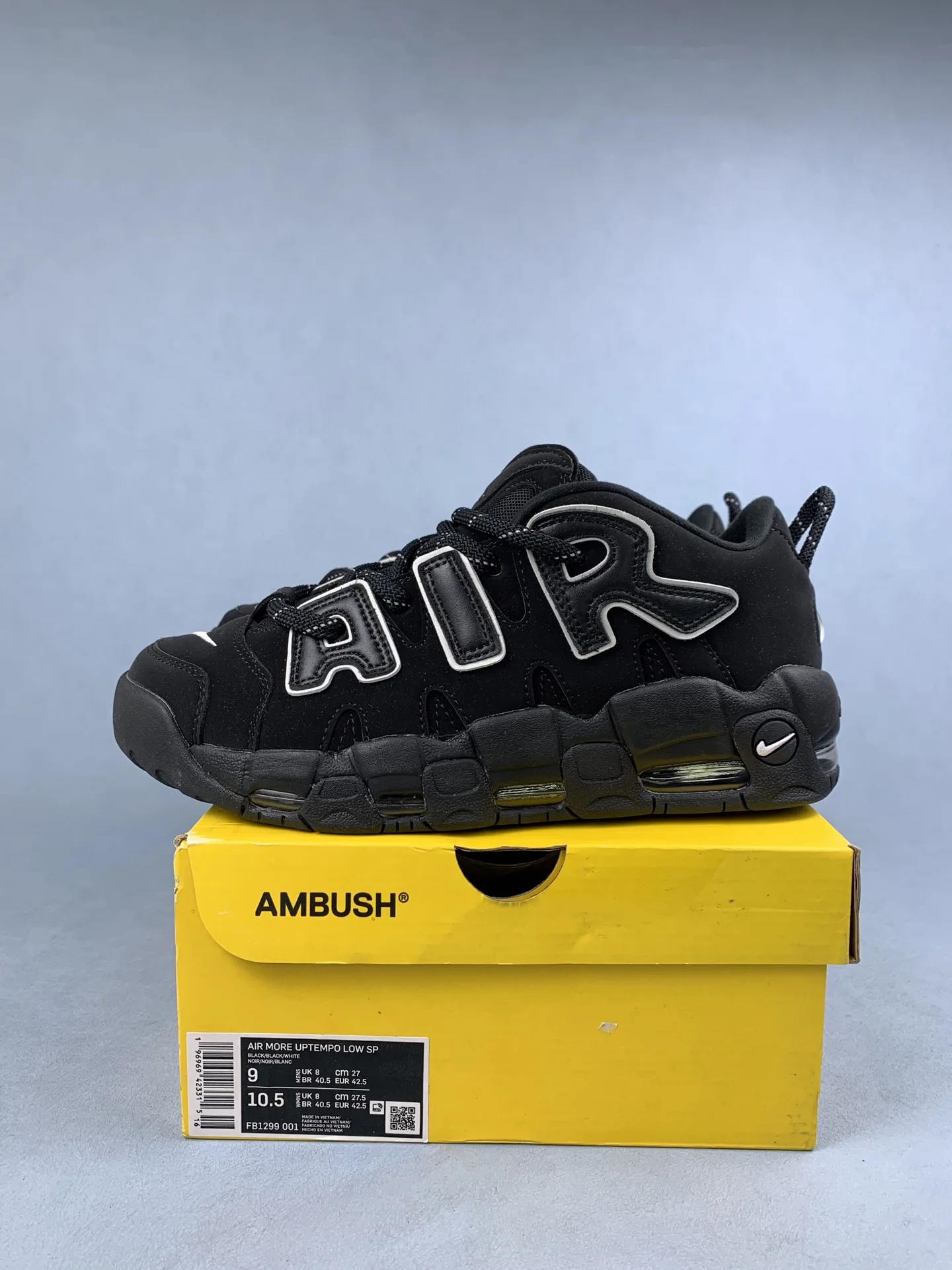 AMBUSH x Nike Air More Uptempo Low SP “Black and White” - Black/White/Black product photo from LabelPicks