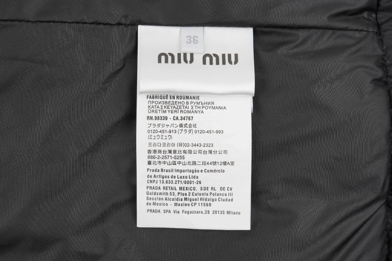 Miu Miu Black Fur Collar Embroidered Down Jacket product photo from LabelPicks
