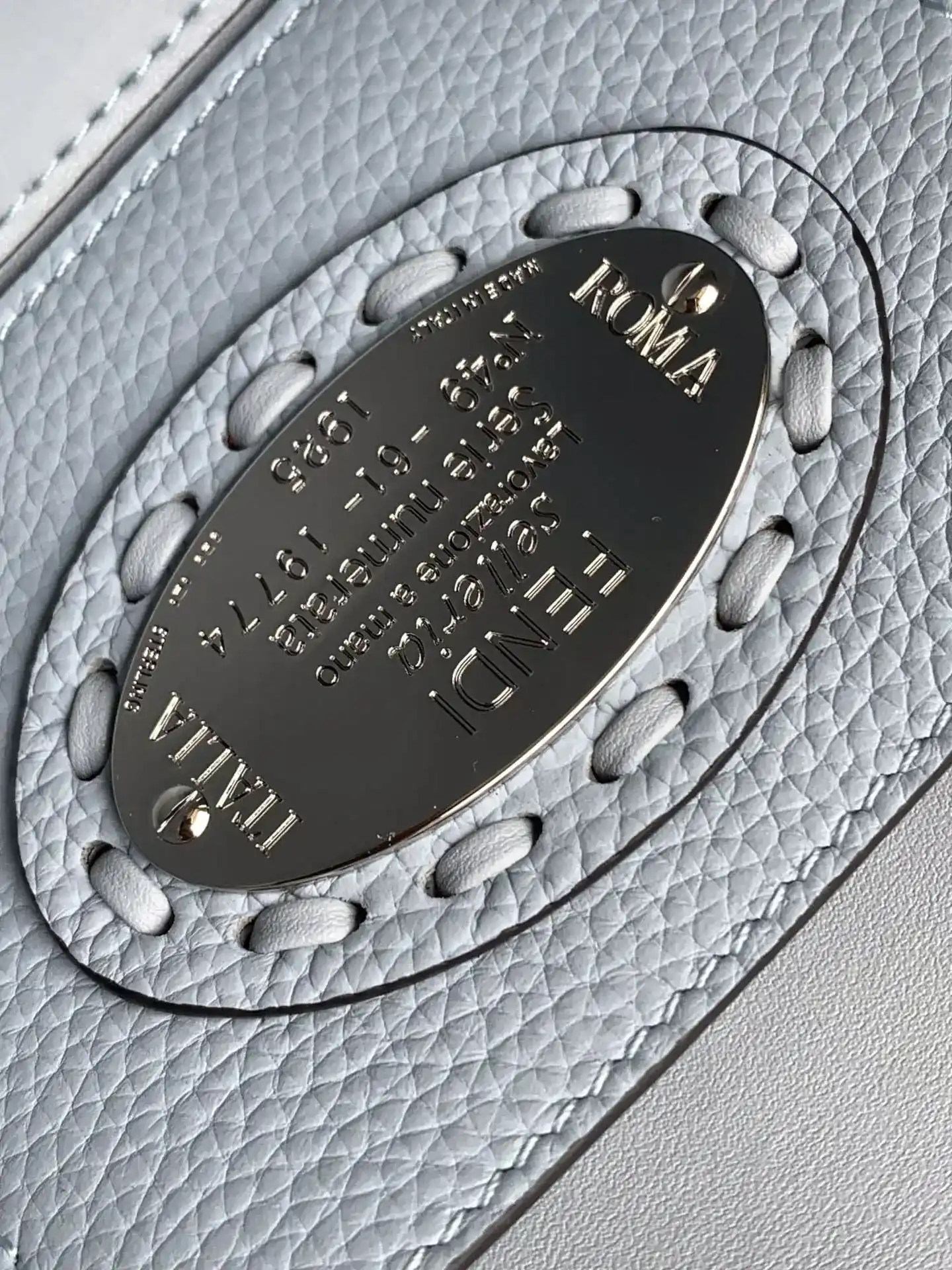 Fendi Silver Baguette Grained Leather Shoulder Bag product photo from LabelPicks
