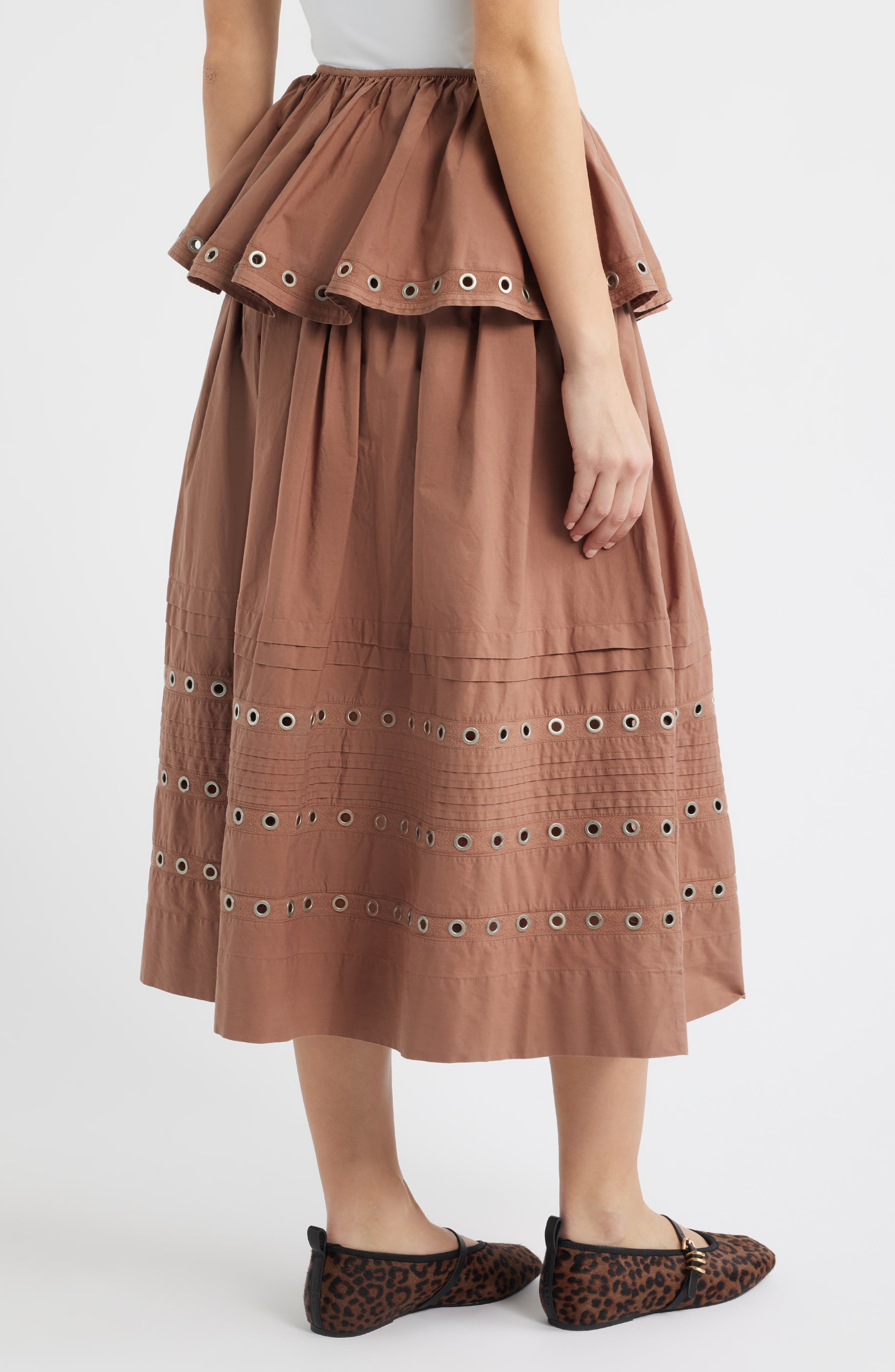 Damson Madder Anika Ruffle Grommet Organic Cotton Maxi Skirt