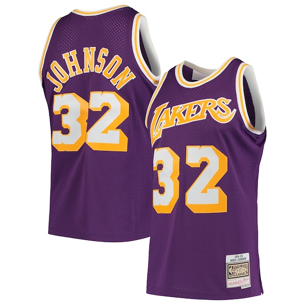 Magic Johnson Los Angeles Lakers 1984/85 Hardwood Classics Swingman Jersey - Purple/Gold