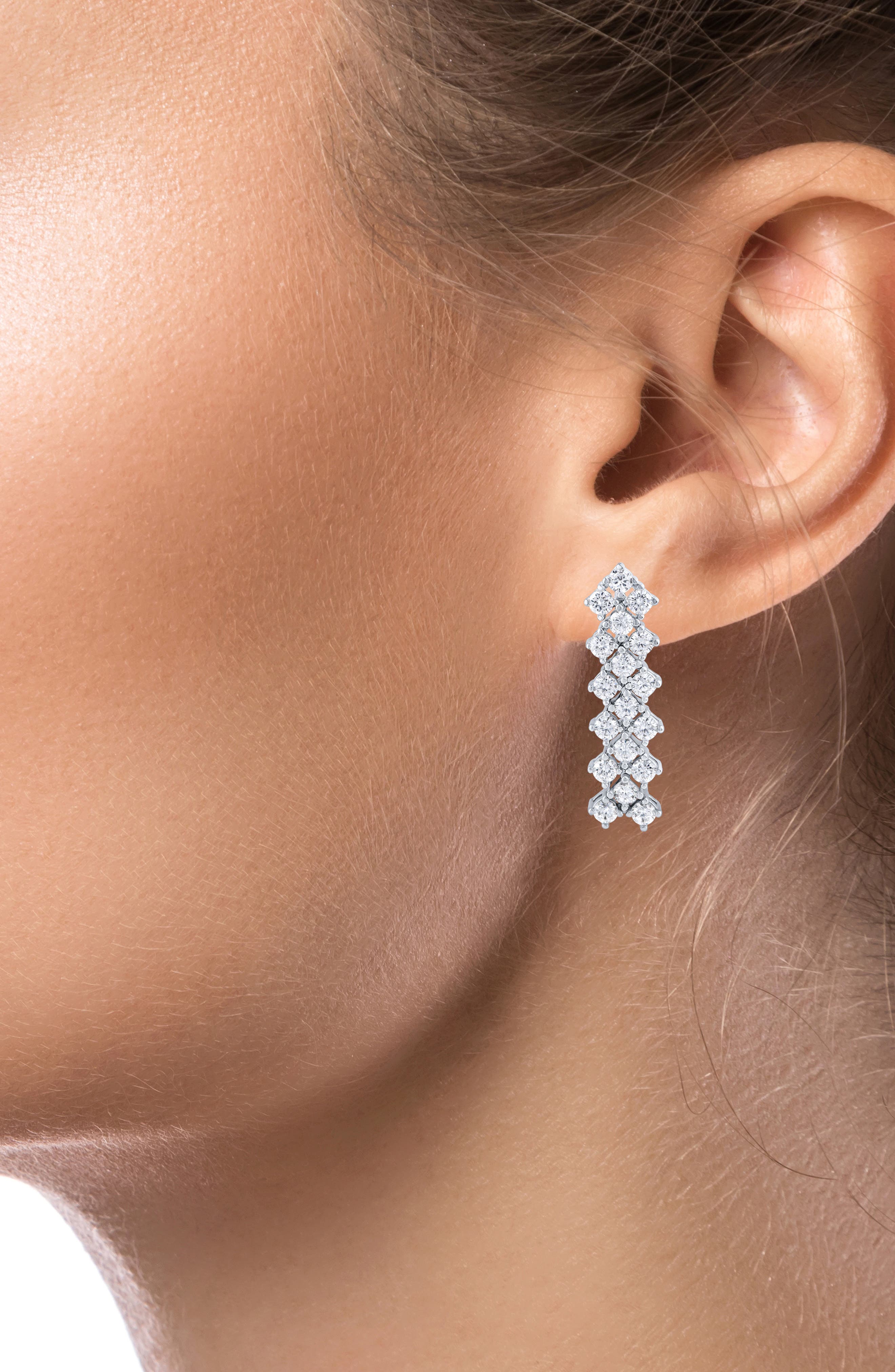 CZ by Kenneth Jay Lane Cubic Zirconia Chevron Linear Drop Earrings
