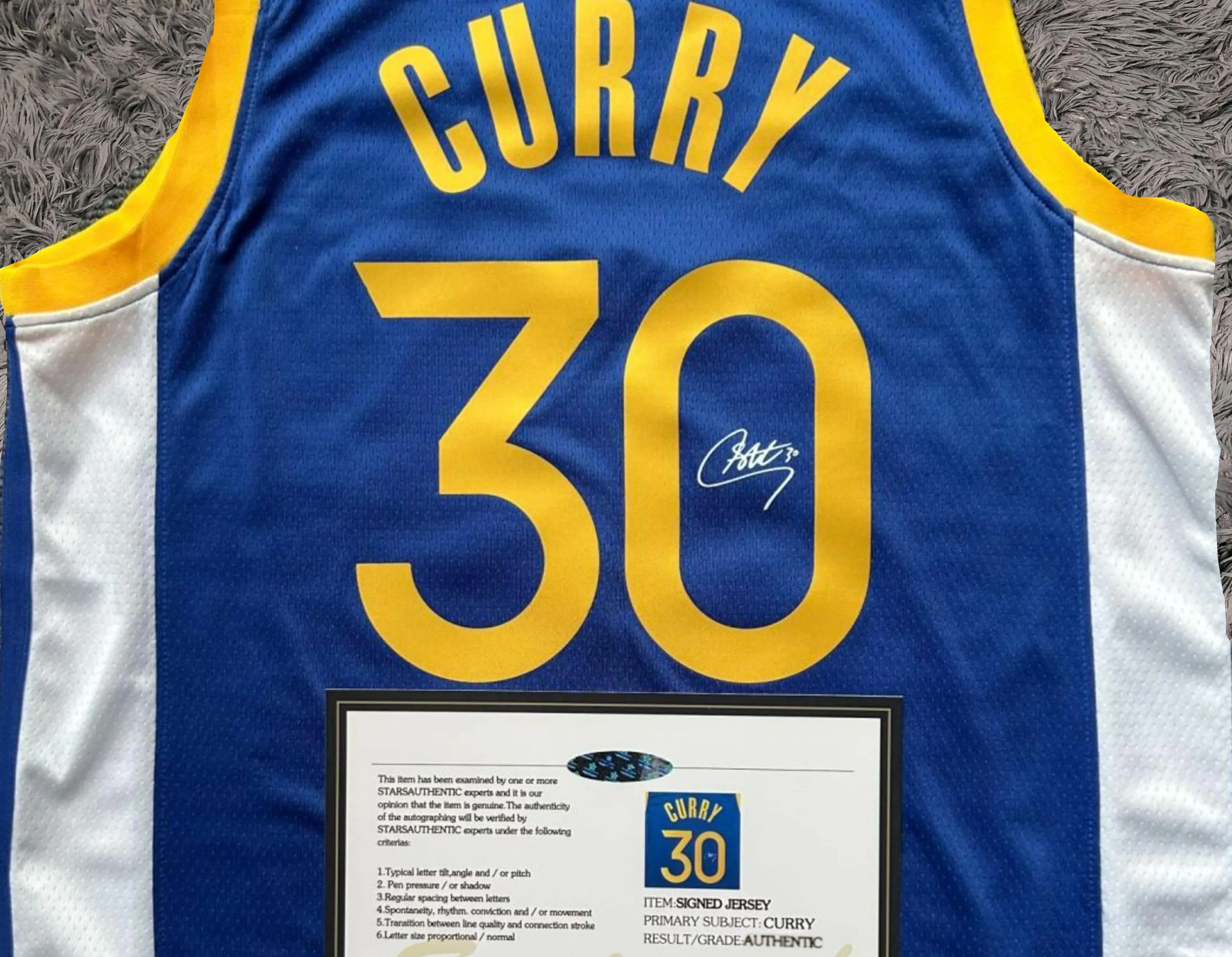 Stephen Curry SIGNED Signature Golden State Warriors Blue Home Shirt/Jersey - COA 22/23