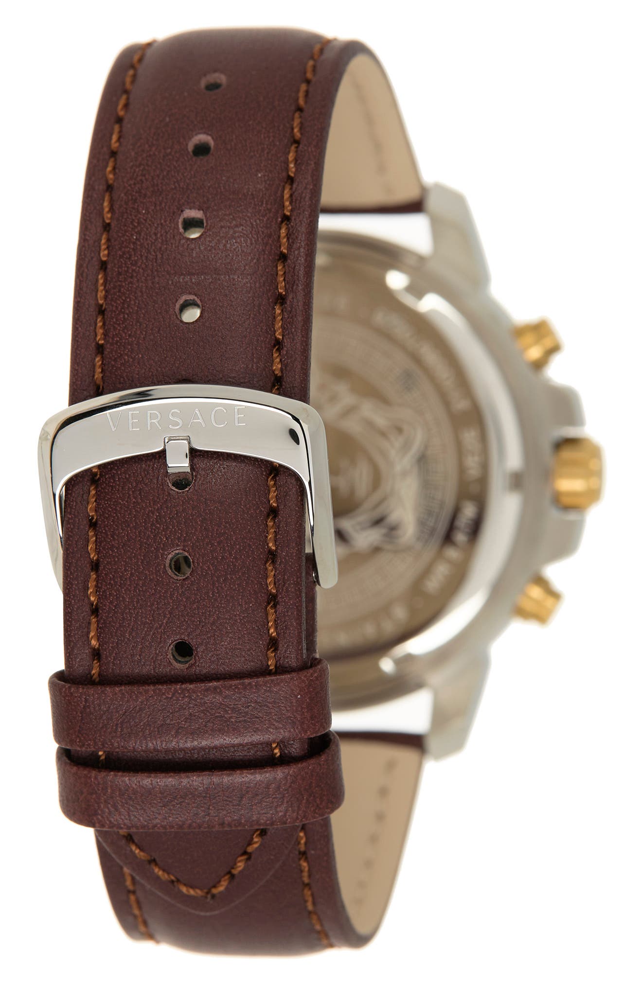 Versace Chronograph Leather Strap Watch, 45mm