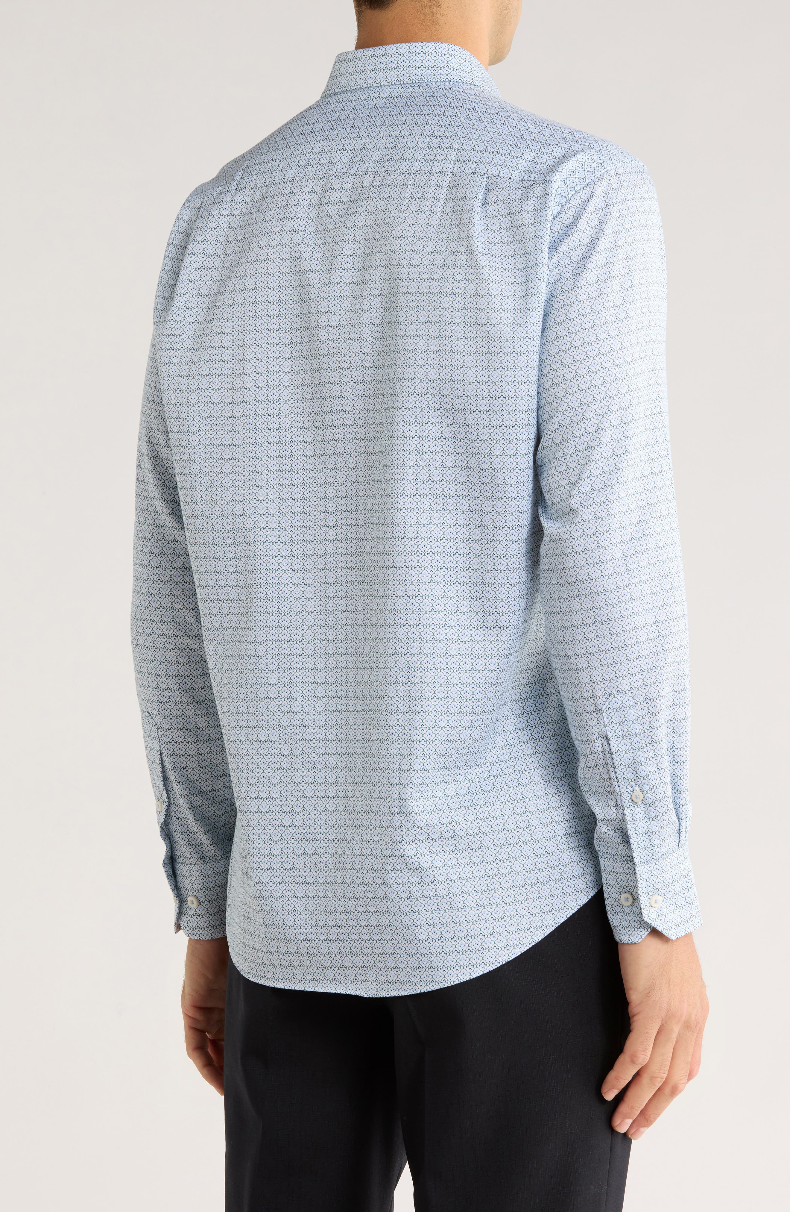 David Donahue Geometric Print Cotton Sport Shirt