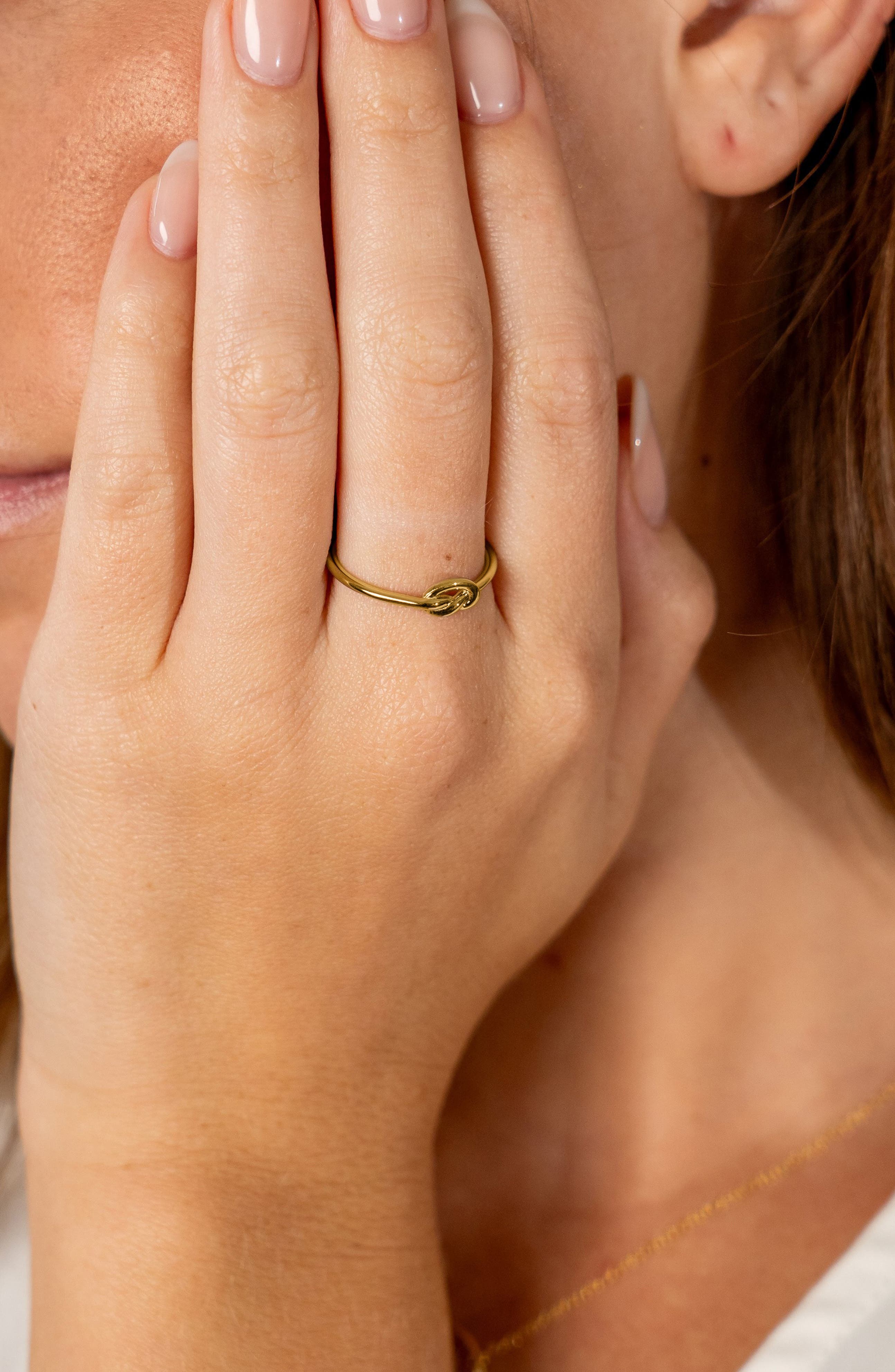 Sterling Forever 14K Yellow Gold Vermeil Thin Love Knot Ring