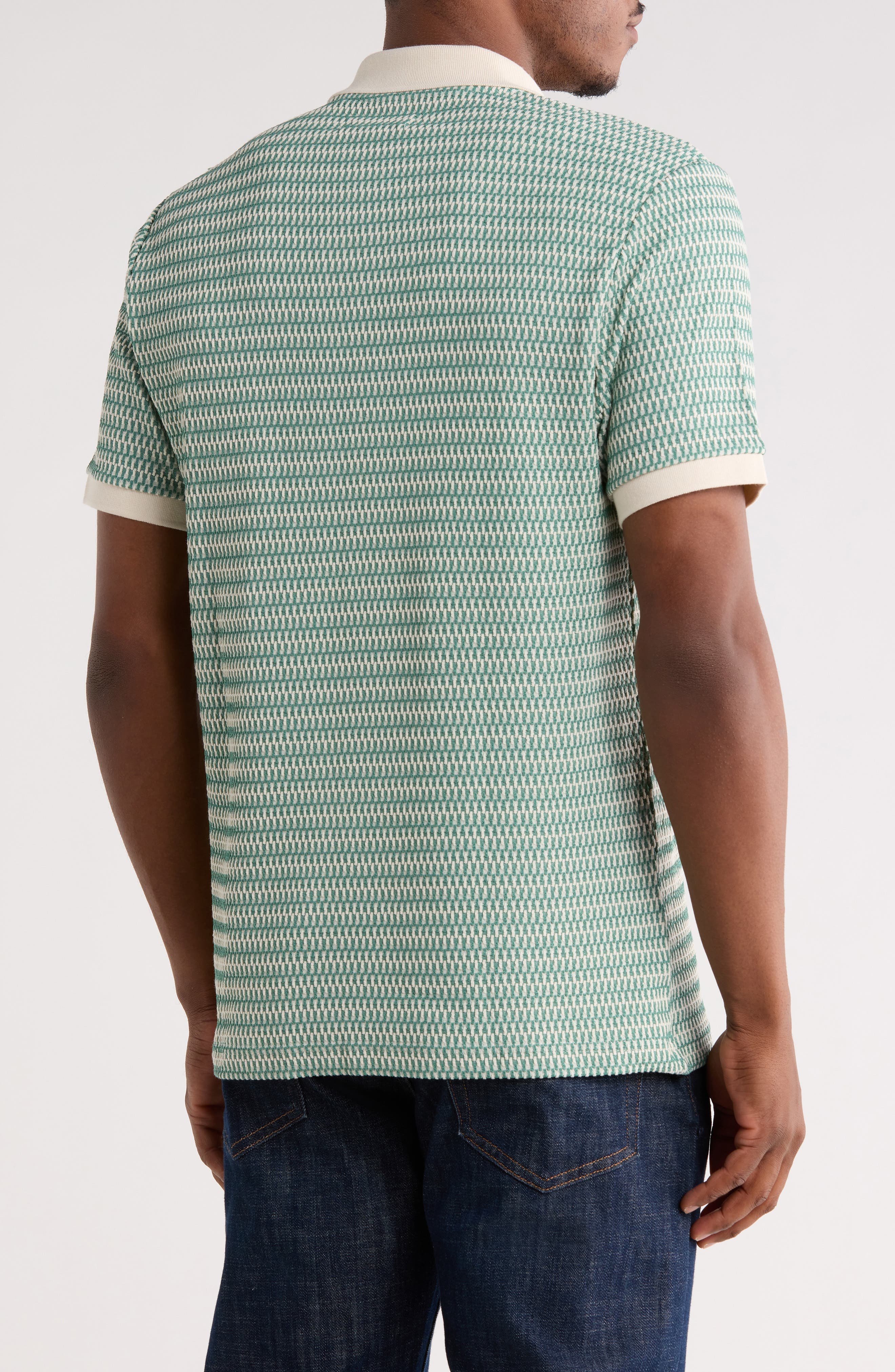Original Penguin Crochet Stitch Johnny Collar Polo
