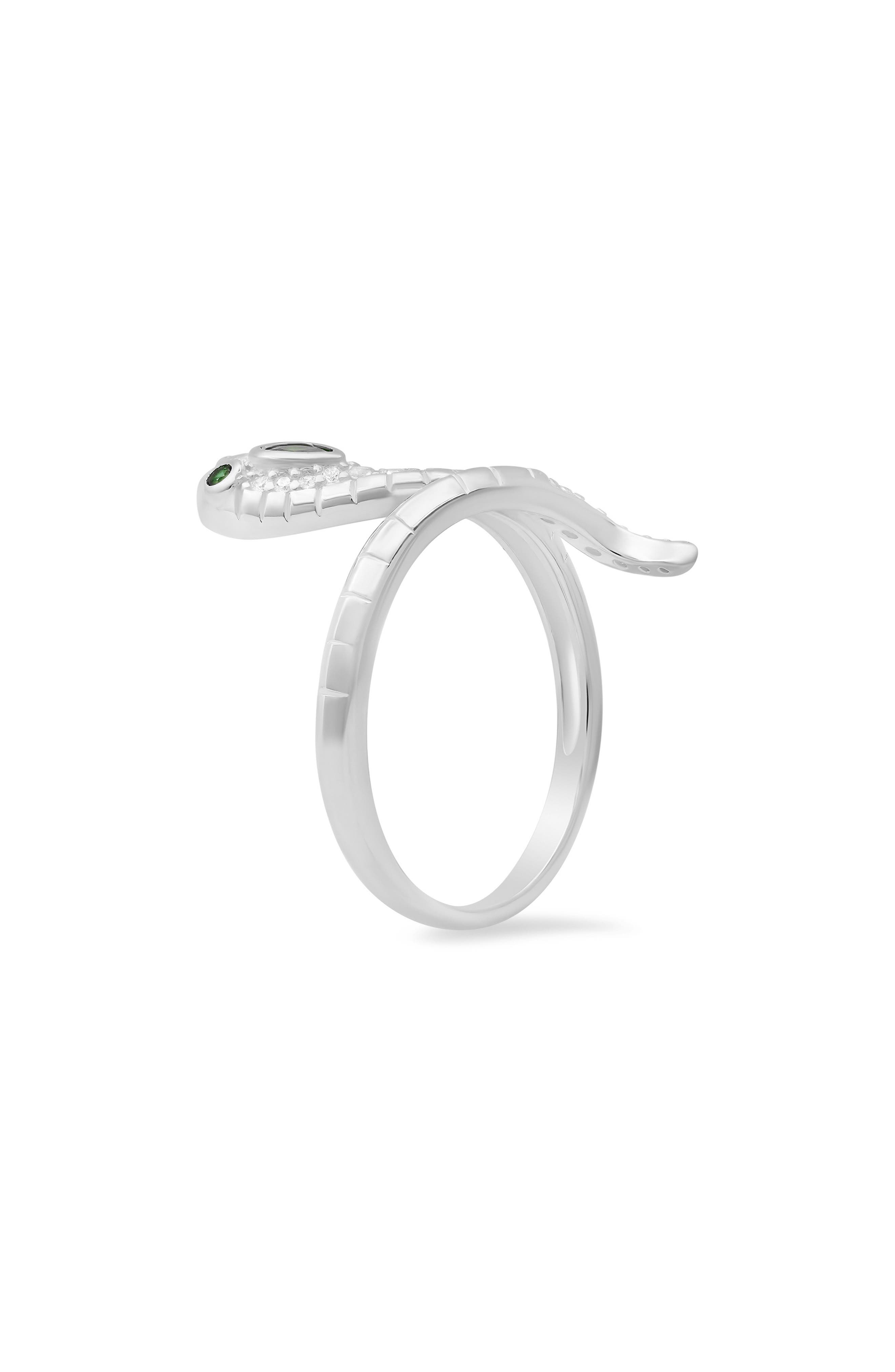 Queen Jewels Sterling Silver CZ Snake Coil Ring