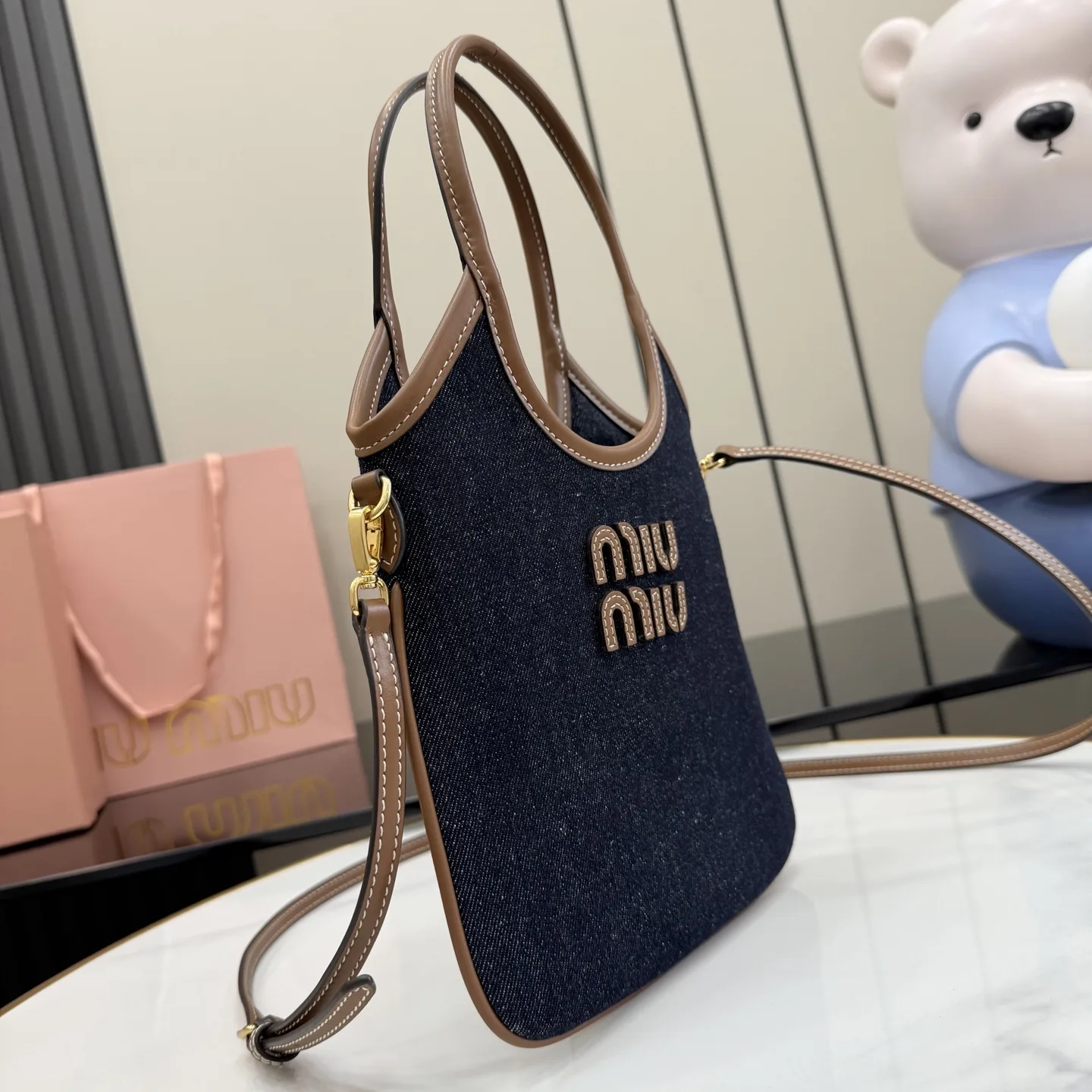 Miu Miu Brown Denim Tote Bag product photo from LabelPicks