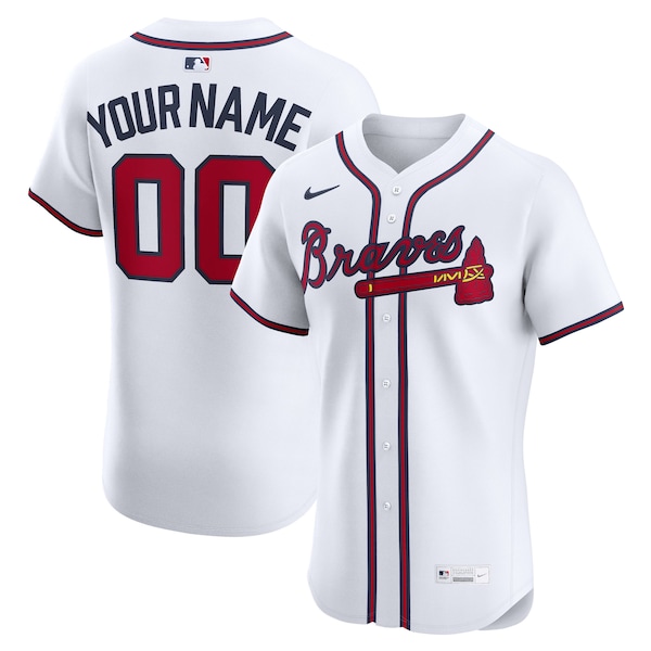 Atlanta Braves Nike Home Elite Custom Jersey - White