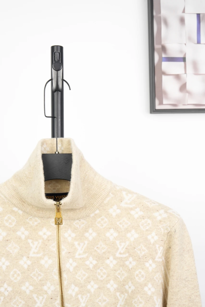 Louis Vuitton Off White Monogram Jacquard Half Zip Turtleneck Sweater product photo from LabelPicks