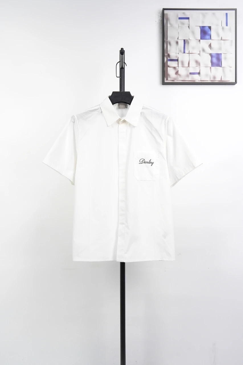 Dior White Pocket D Signature Embroidered Short Sleeve Shirt product photo from LabelPicks