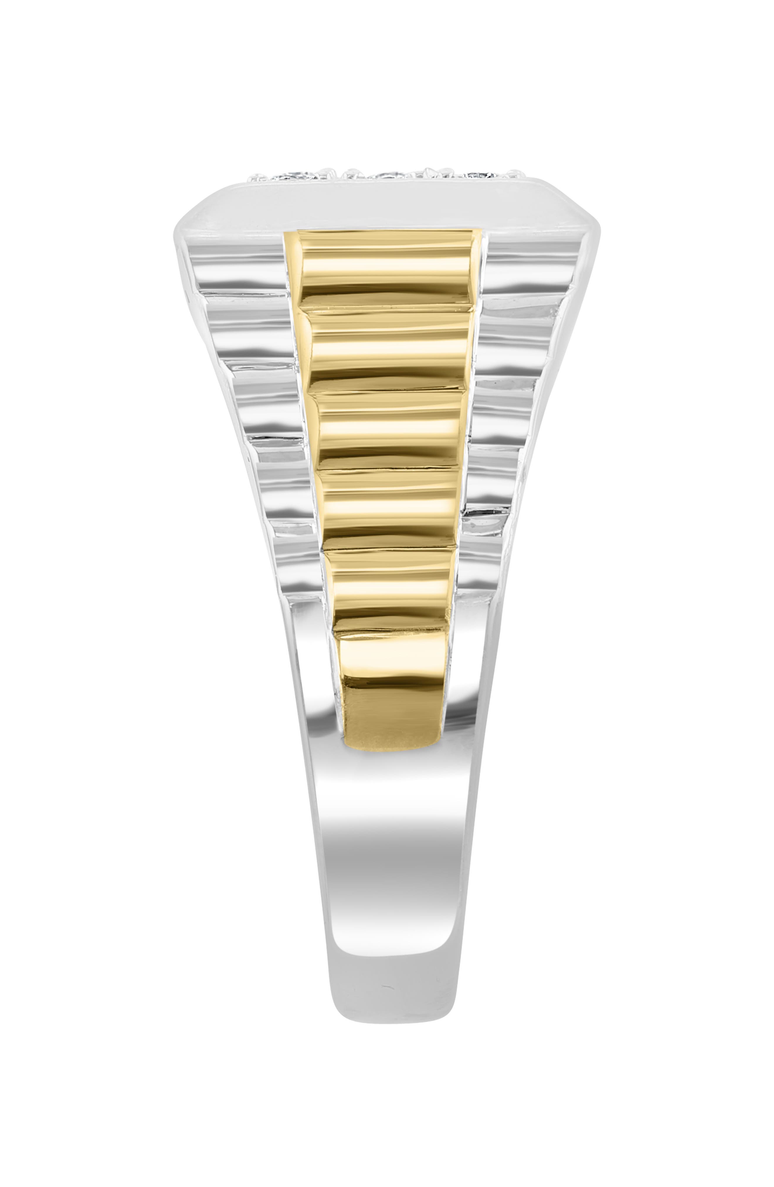 EFFY Men's Two-Tone Diamond Signet Ring