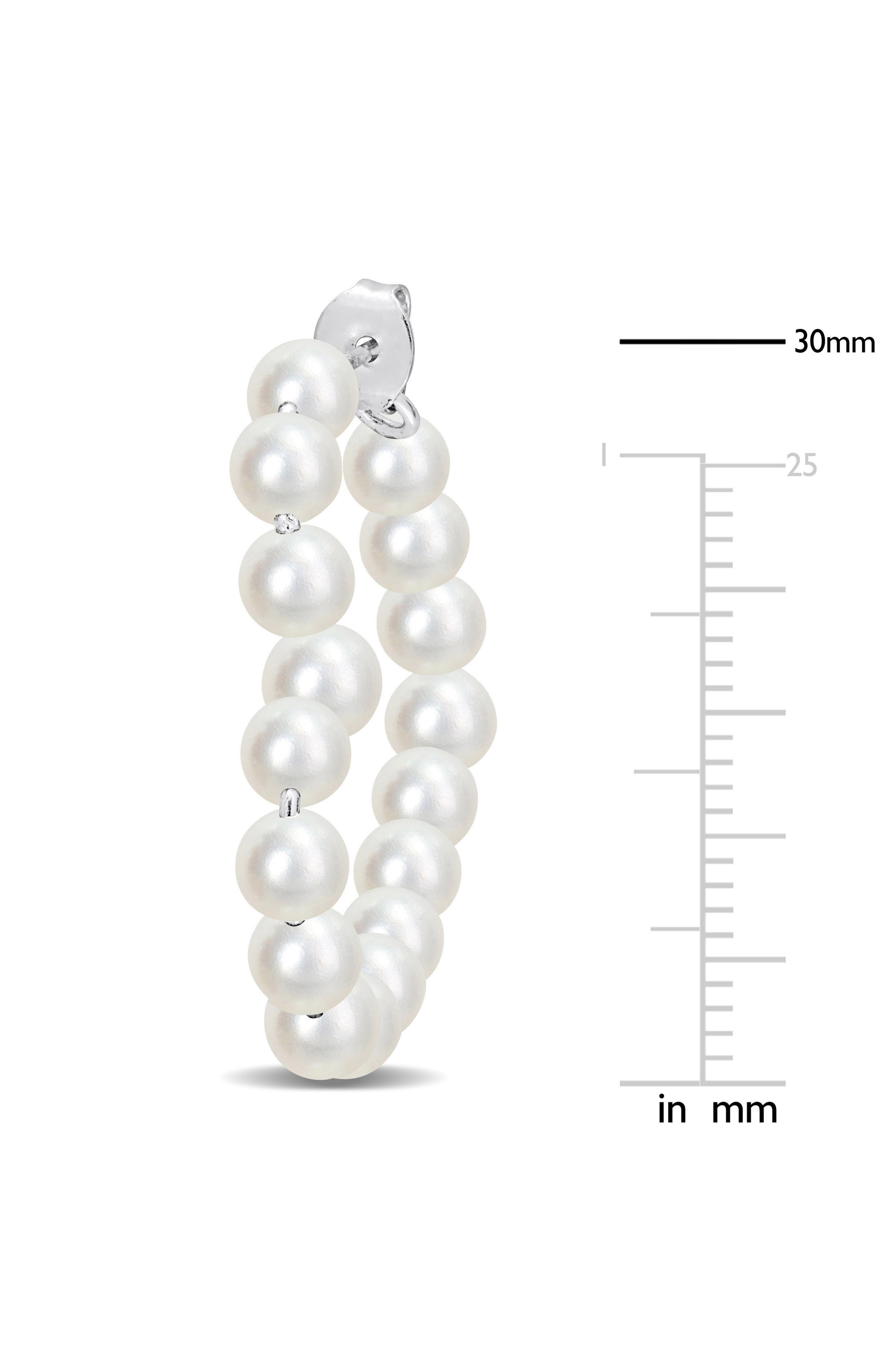 DELMAR Sterling Silver 4.5–5mm Cultured Freshwater Pearl Hoop Earrings