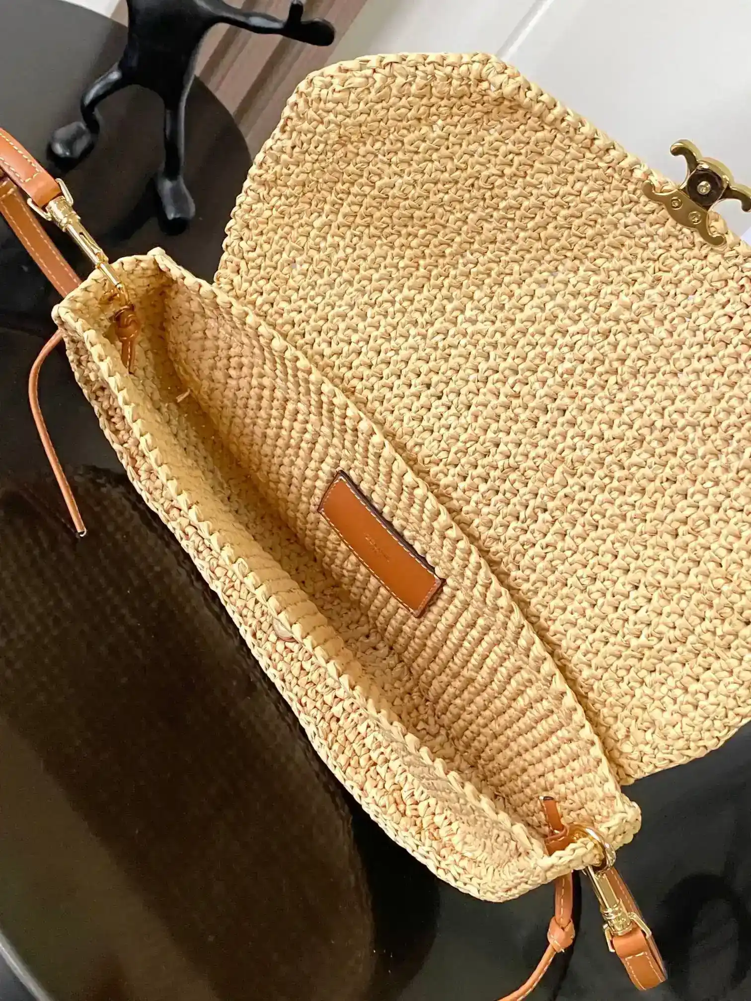 Celine Triomphe Straw Woven Crossbody Bag product photo from LabelPicks