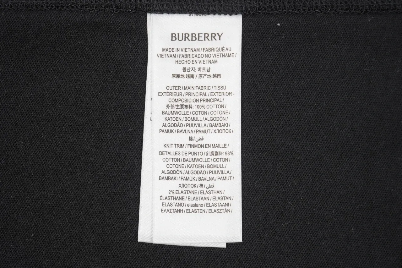 Burberry Black Check Shoulder Equestrian Knight Cotton T-Shirt product photo from LabelPicks