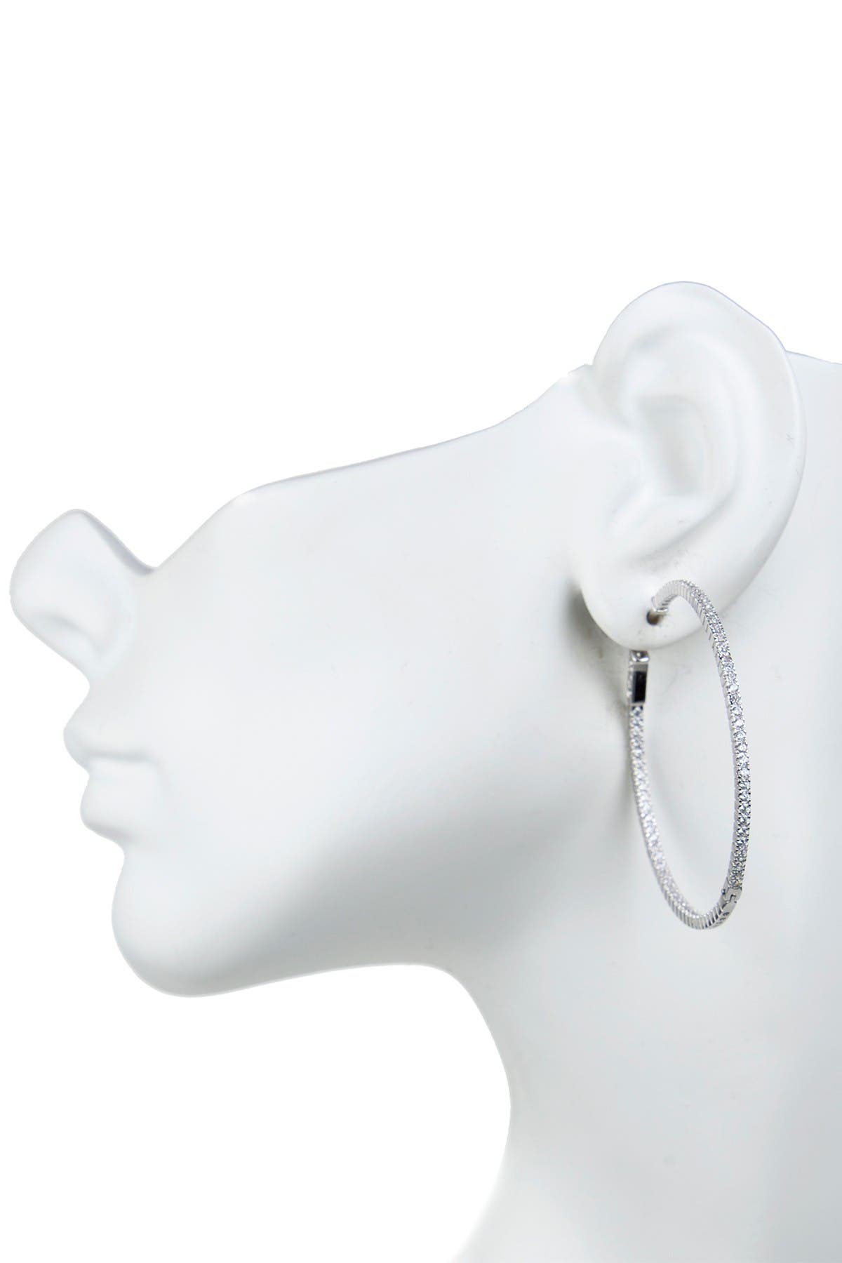CZ by Kenneth Jay Lane CZ Inside-Out 50mm Hoop Earrings