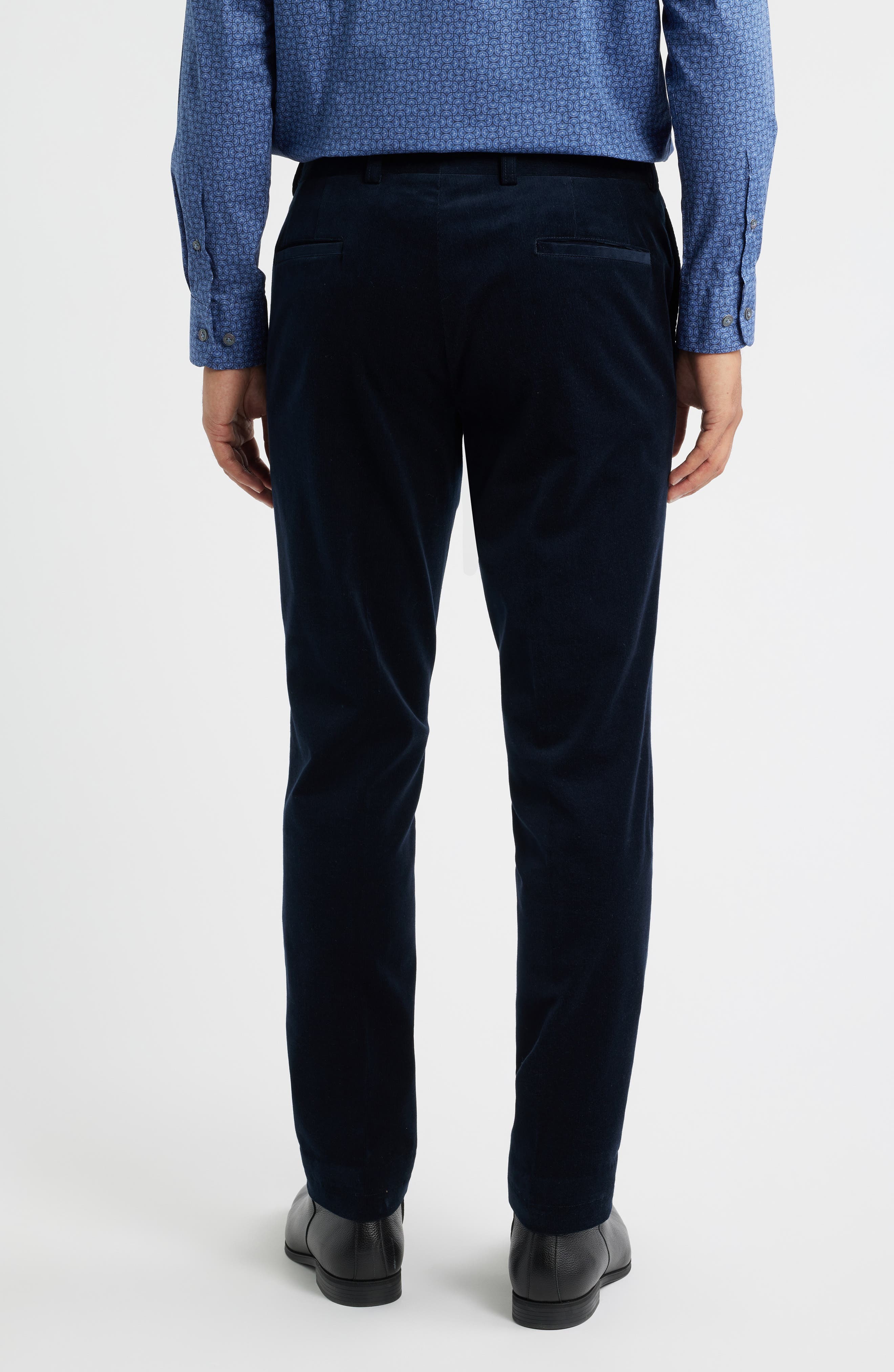 Jack Victor Palmer Navy Flat Front Cotton Stretch Corduroy Pants
