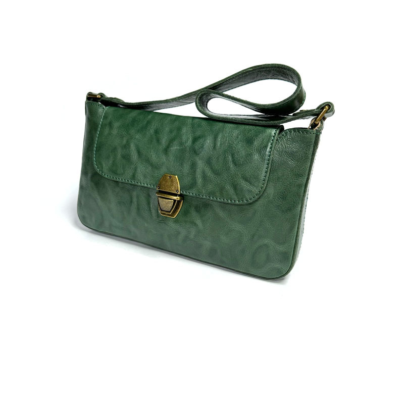 Emerald Green Leather Mini Saddle Bag Women