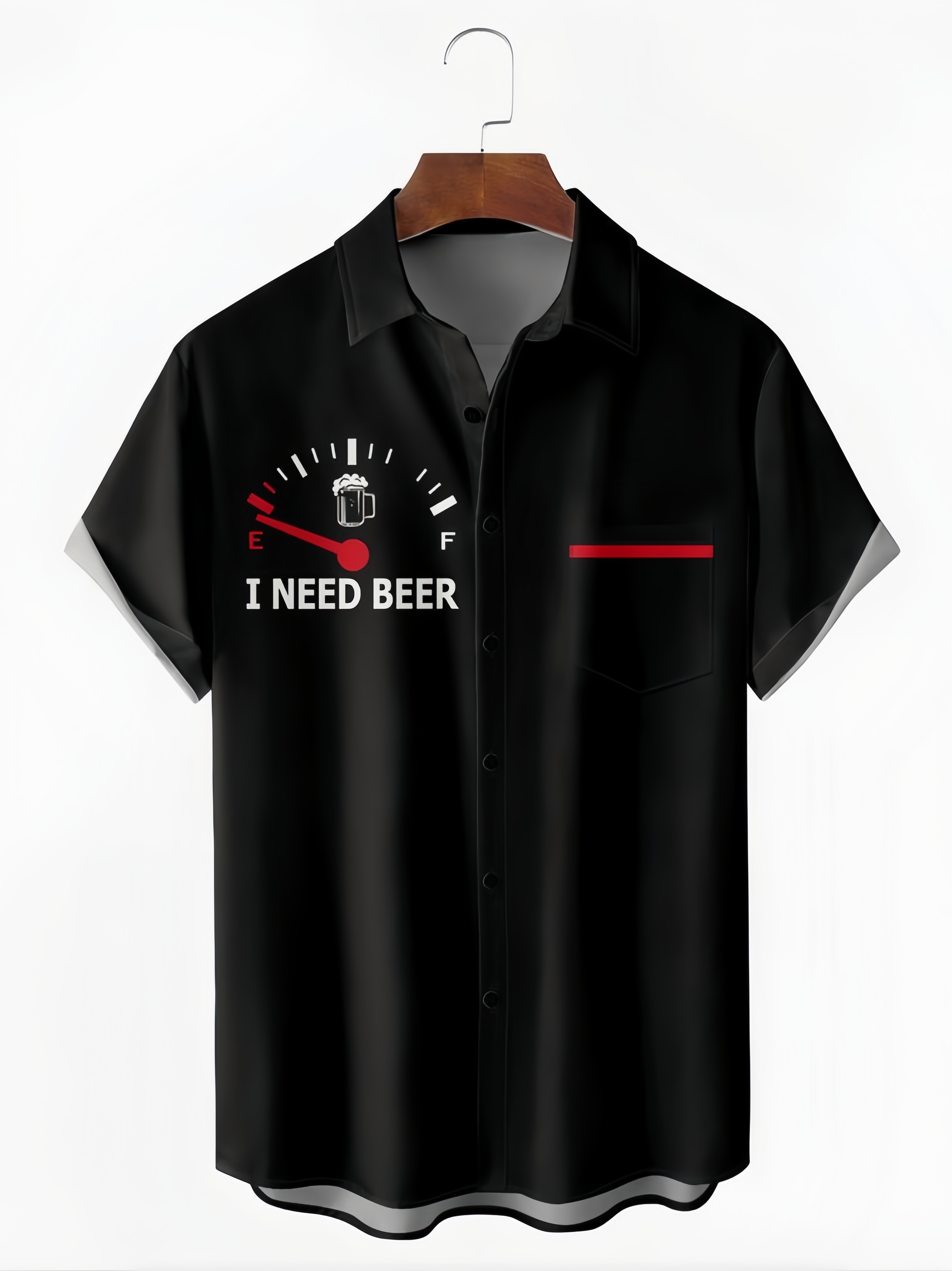 I Need Beer Chest Pocket Short Sleeve Bowling Shirt