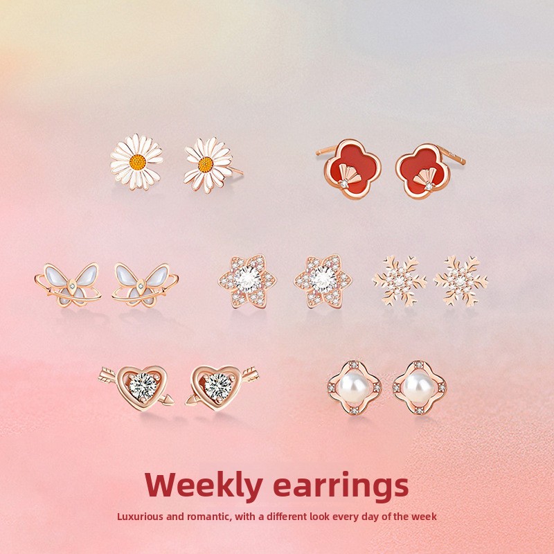 925 sterling silver weekly earrings, fashionable and luxurious, with delicate cubic zirconia embellishments, perfect as a Valentine's Day or birthday gift