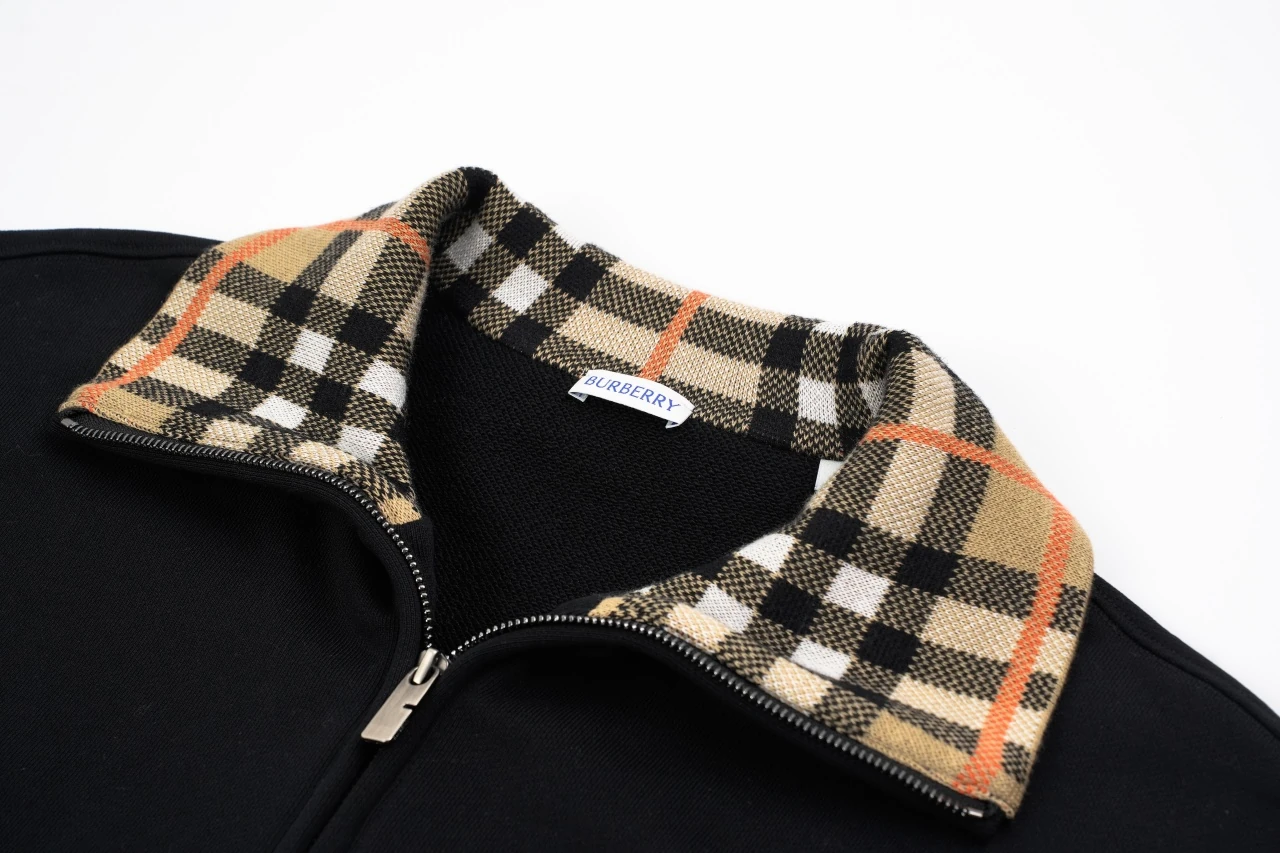 Burberry Black Check Collar Wool Blend Sweatshirt product photo from LabelPicks