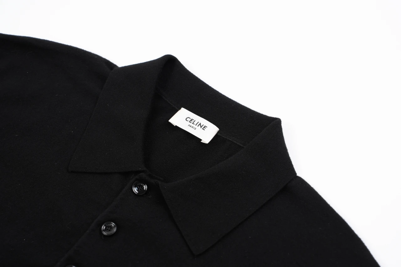 CELINE Black Knit Triomphe Polo Shirt product photo from LabelPicks