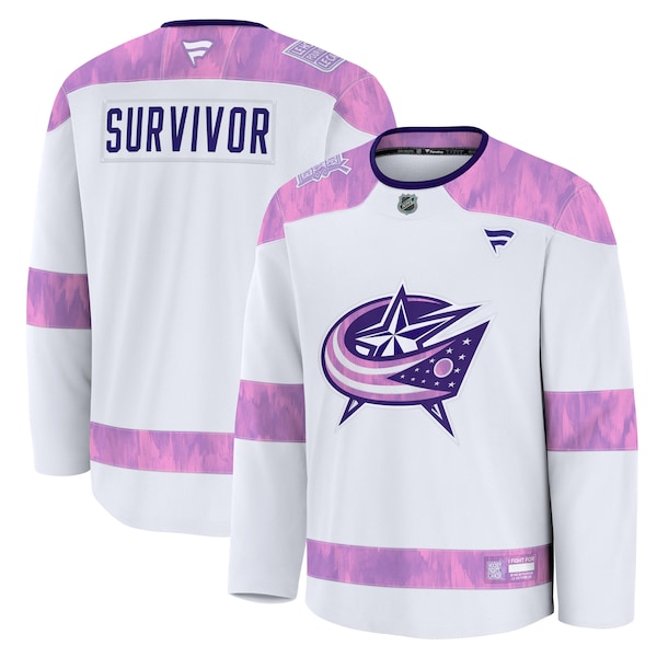 Columbus Blue Jackets  Hockey Fights Cancer Practice Jersey - White