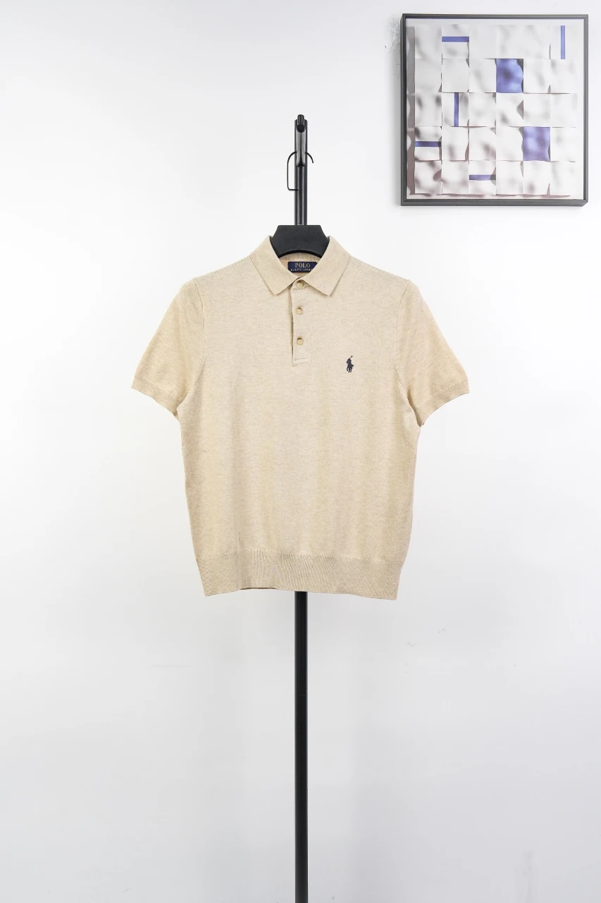 Ralph Lauren Beige Pony Embroidered Plain Knit Polo Shirt product photo from LabelPicks