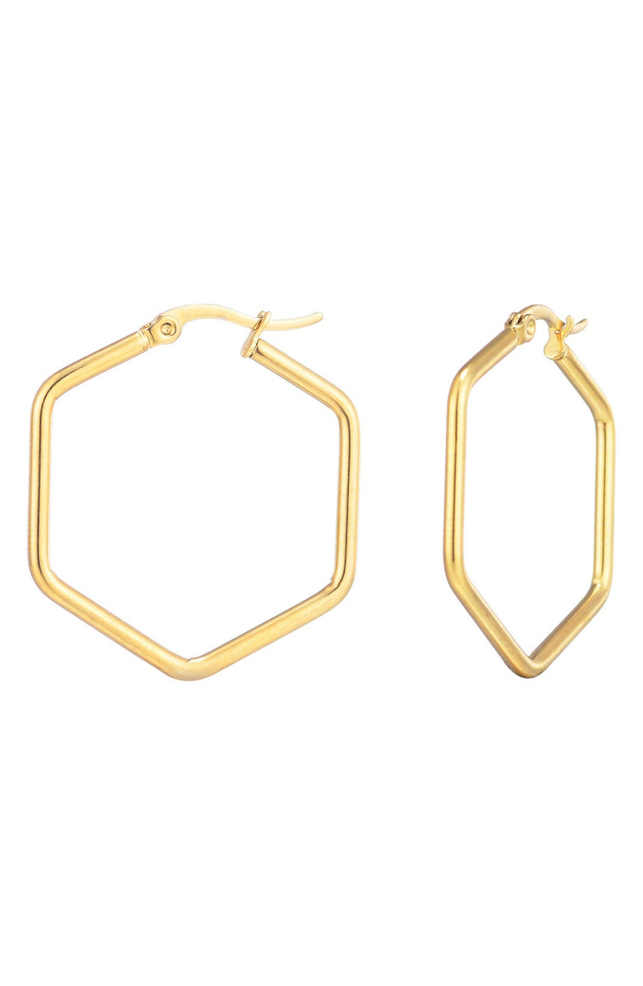 Adornia Tarnish Resistant Hexagon Hoop Earrings