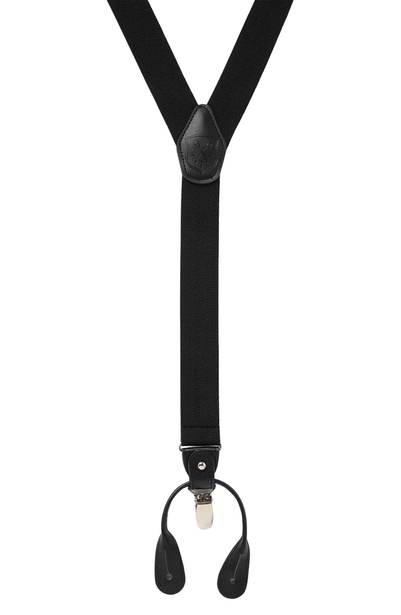 Ike Behar IB Black Herringbone Suspenders