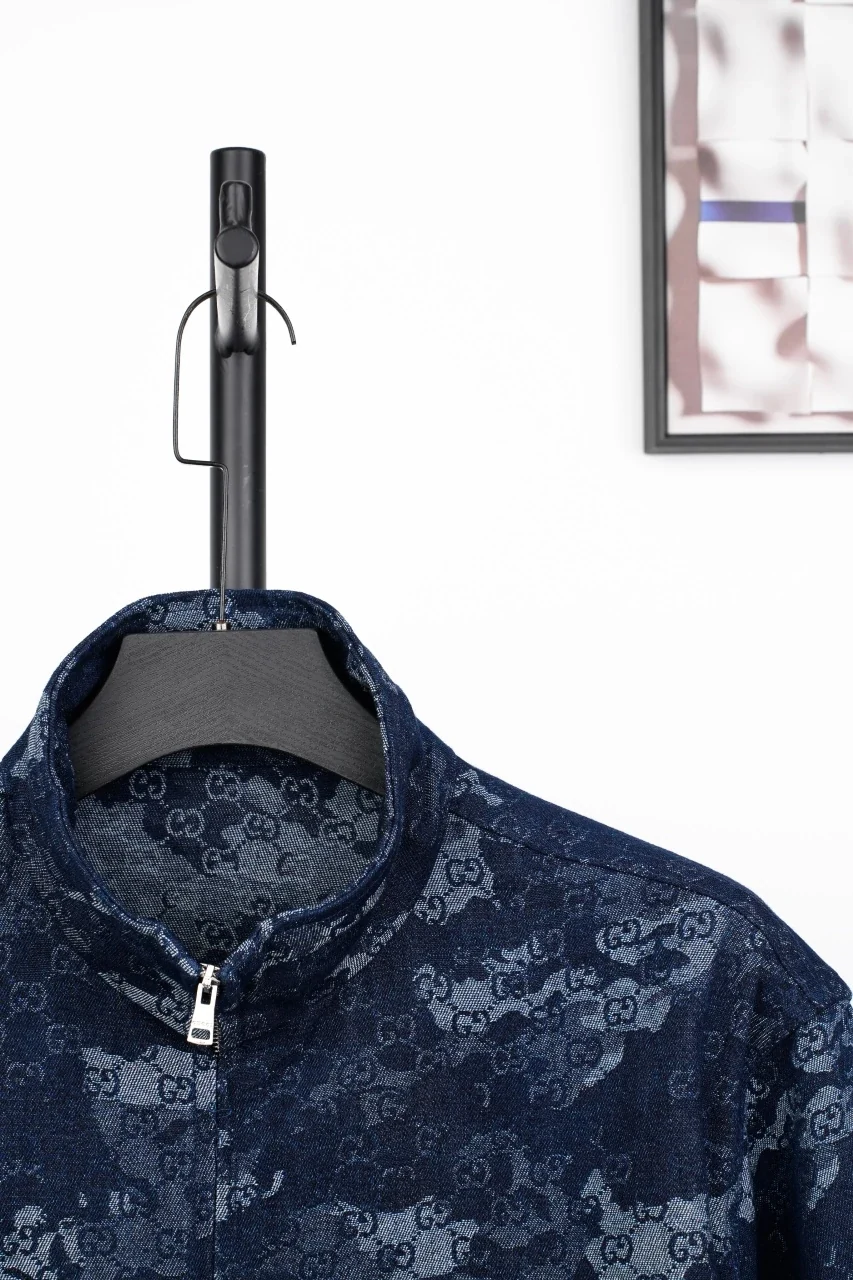 GUCCI Blue White Marble GG Denim Zip Jacket product photo from LabelPicks