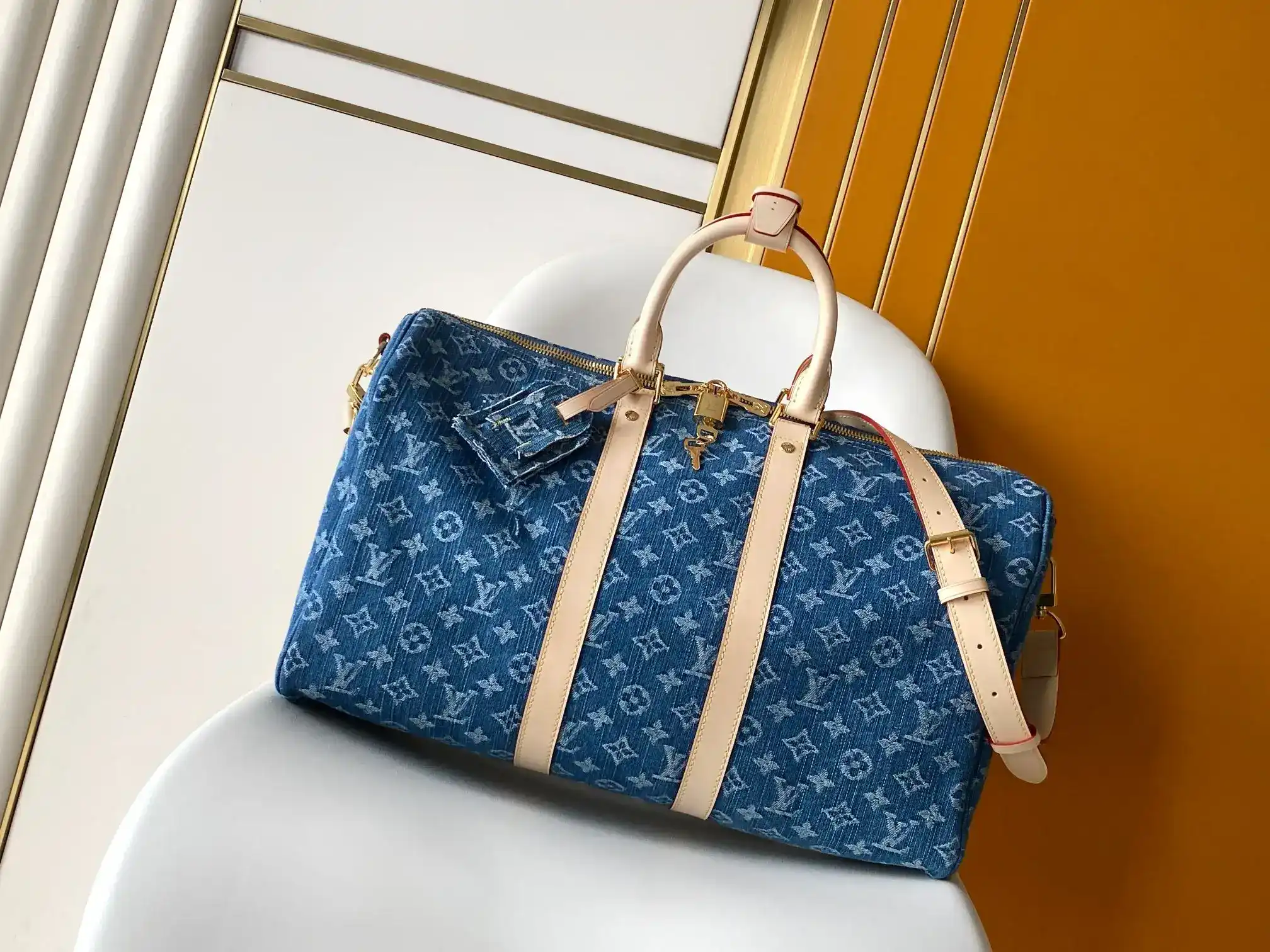 Louis Vuitton Keepall Blue Calfskin Tote Bag product photo from LabelPicks