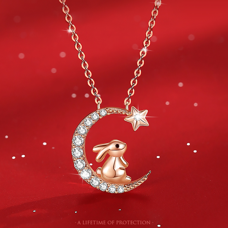 Rabbit Diamond Necklace Women's Summer Light Luxury Niche Advanced Design Clavicle Chain