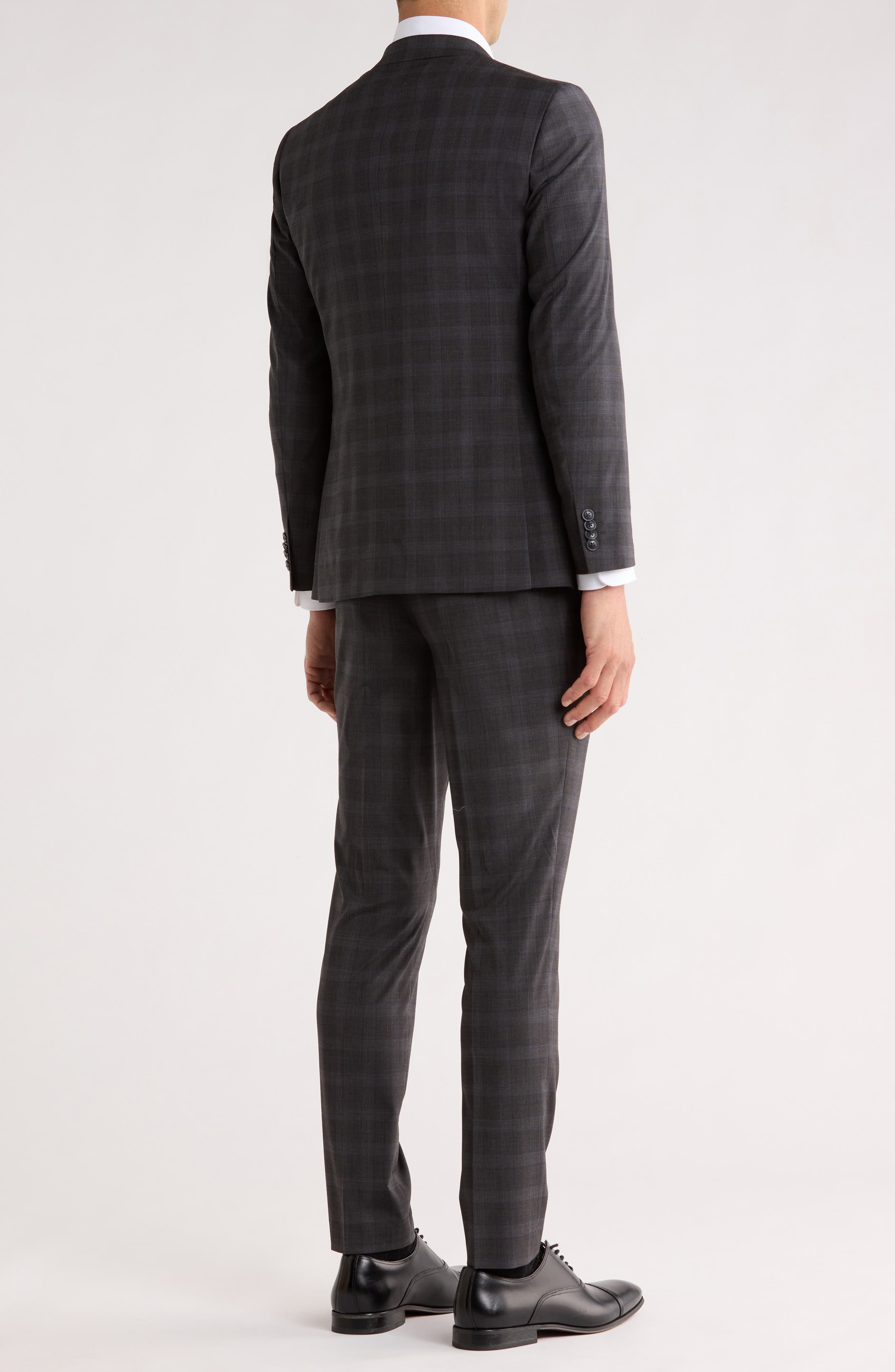 Original Penguin Grey Plaid Notch Lapel Wool Blend Suit