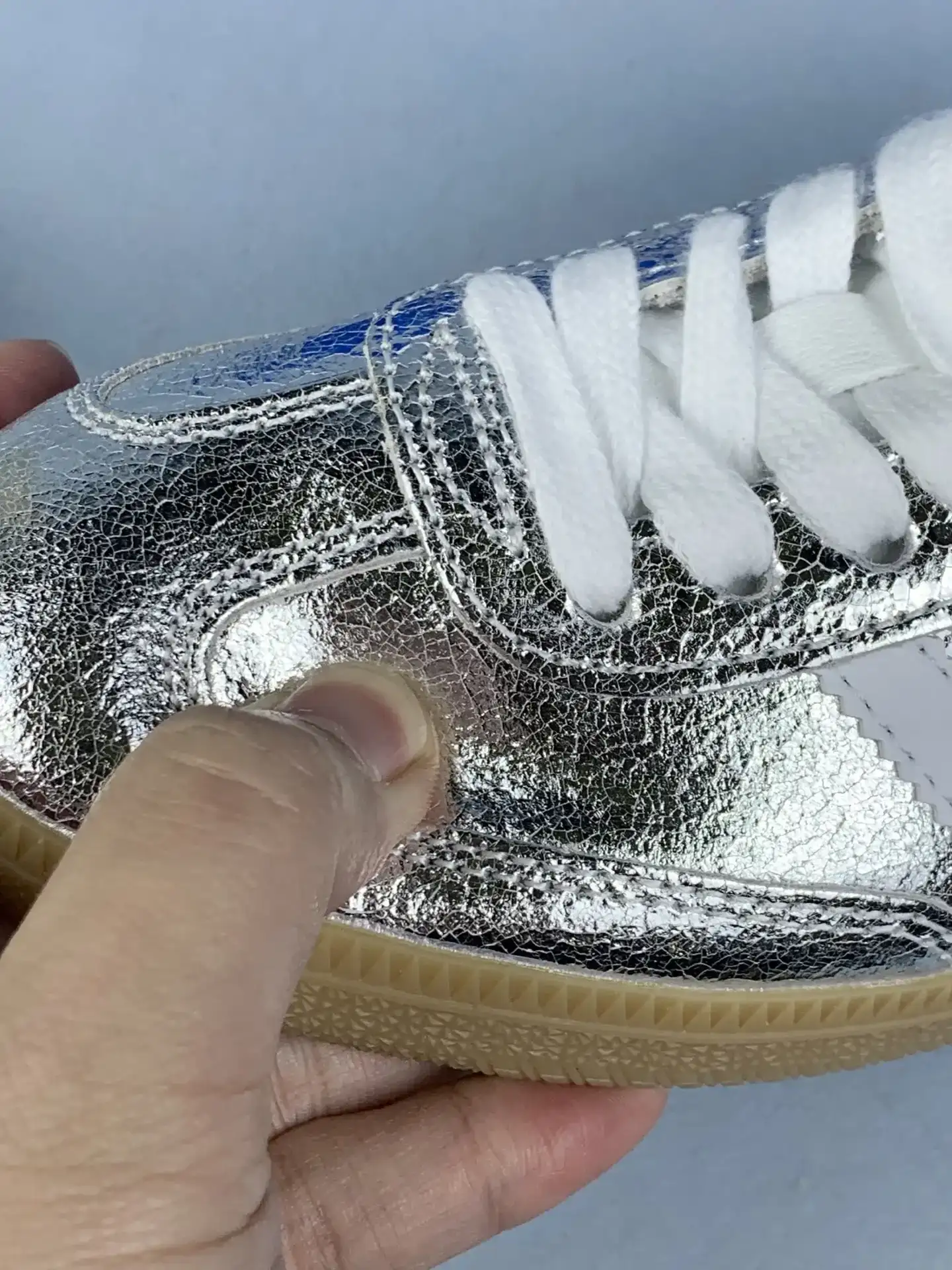 adidas Samba OG Silver Metallic Cracked Leather Shoes product photo from LabelPicks