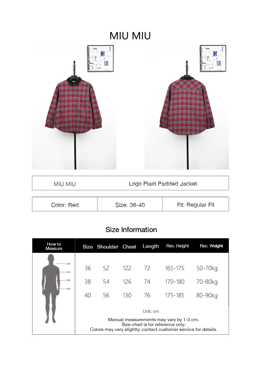 Miu Miu Red Green Check Logo Padded Jacket product photo from LabelPicks