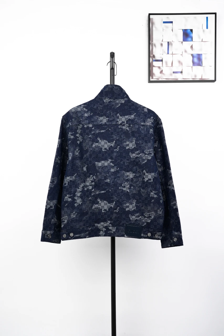 GUCCI Blue White Marble GG Denim Zip Jacket product photo from LabelPicks