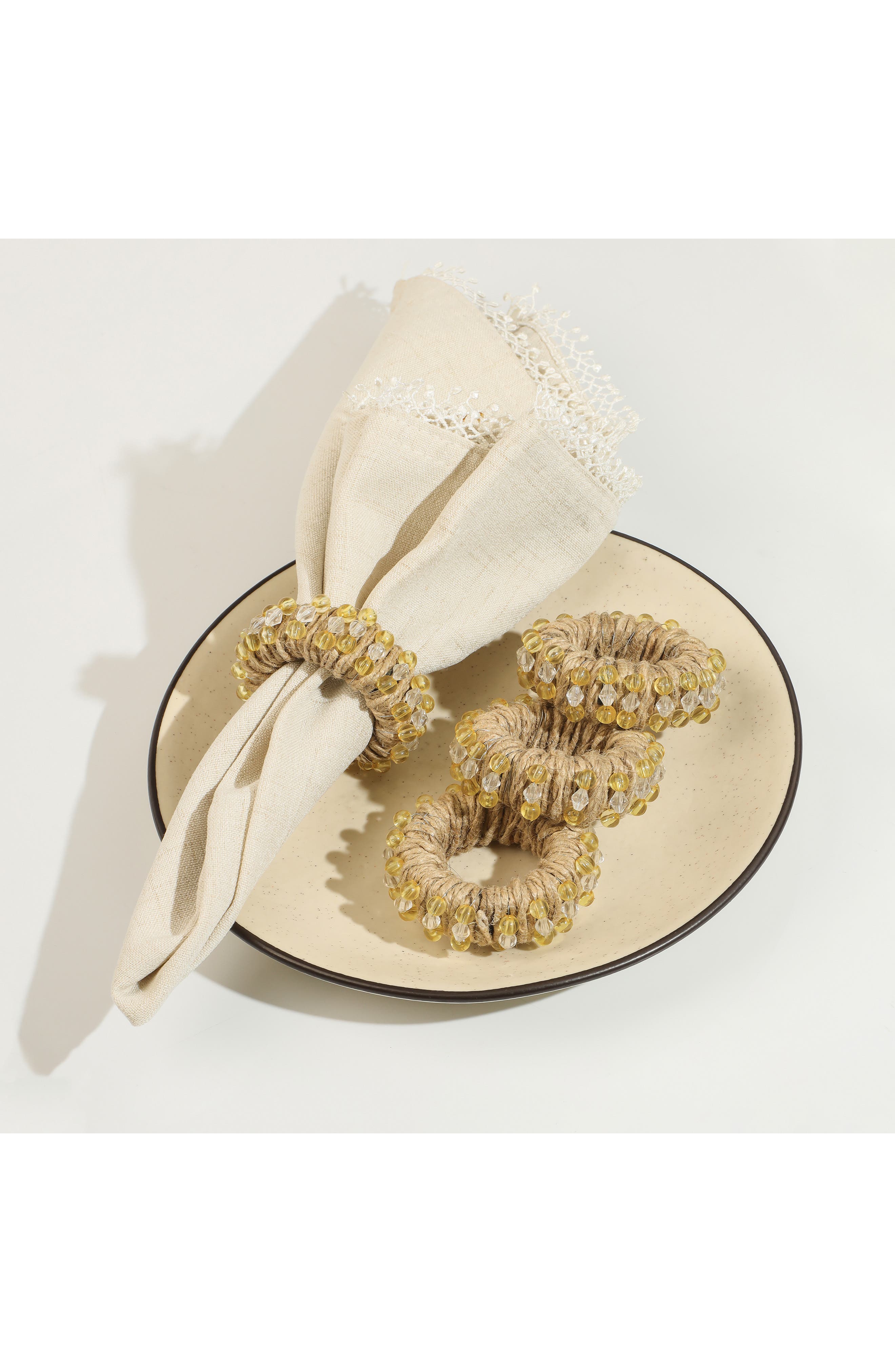 Tiramisu Golden Jute Circlet Set of 4 Napkin Rings