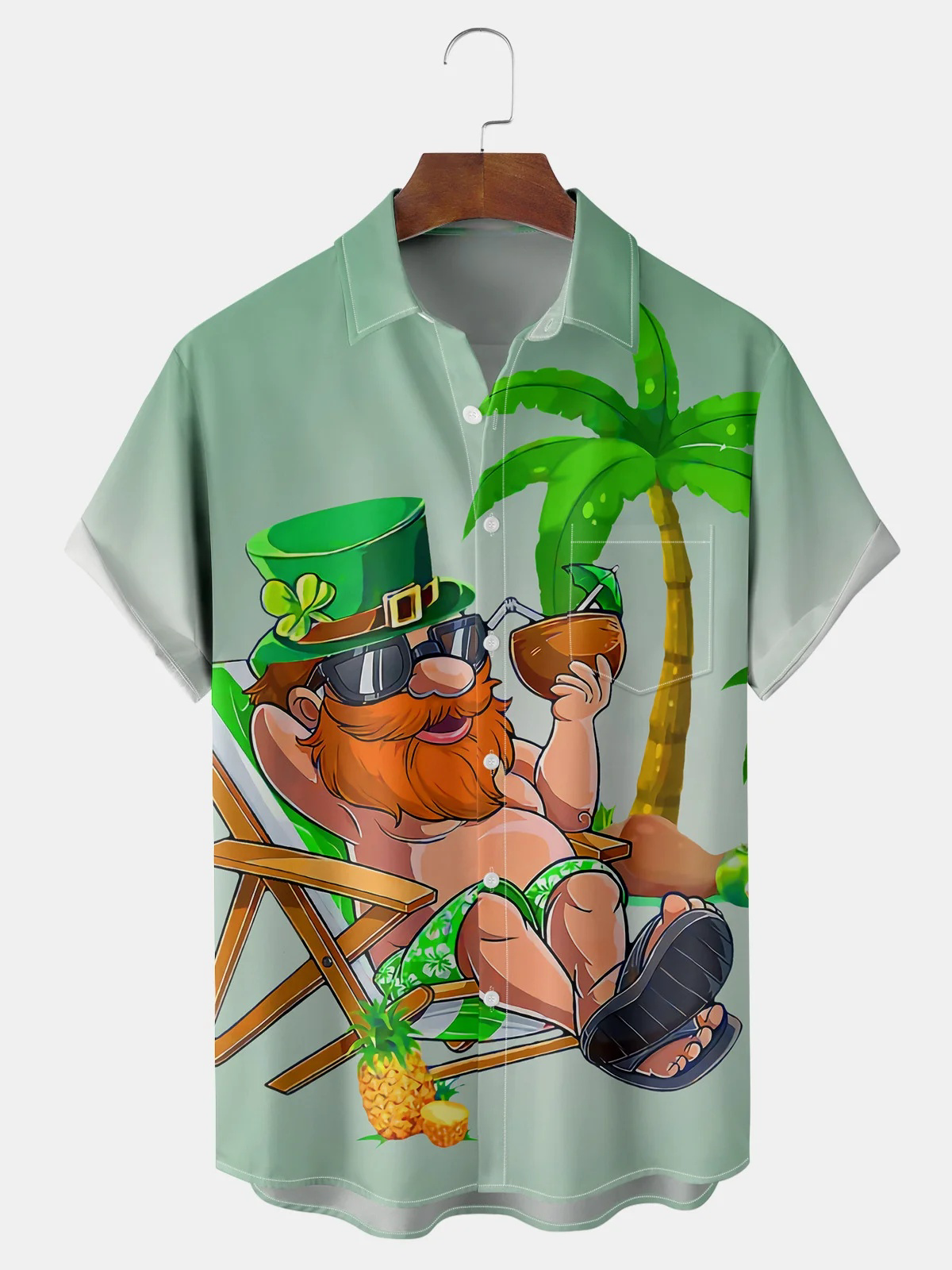 St. Patrick's Day Chest Pocket Short Sleeve Hawaiian Shirt