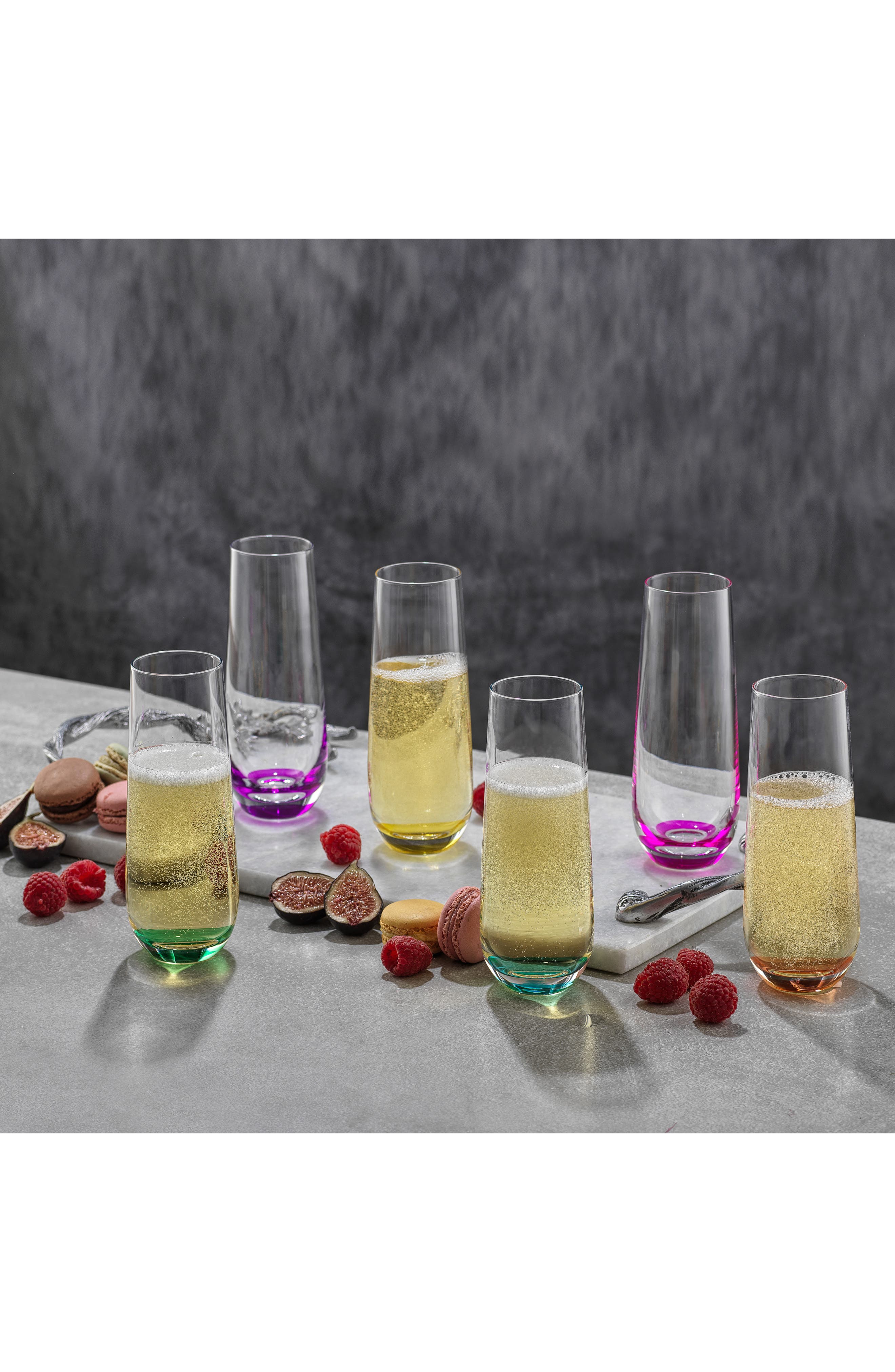 JoyJolt Hue Colored Stemless Champagne Glass - Set of 6