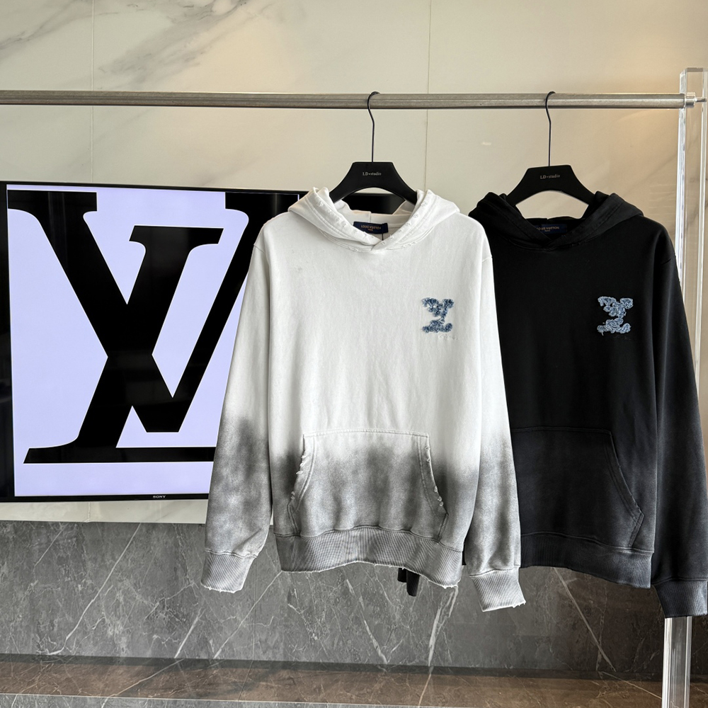 Patch Embroidery Tie-Dye Print Long Sleeve Hoodies